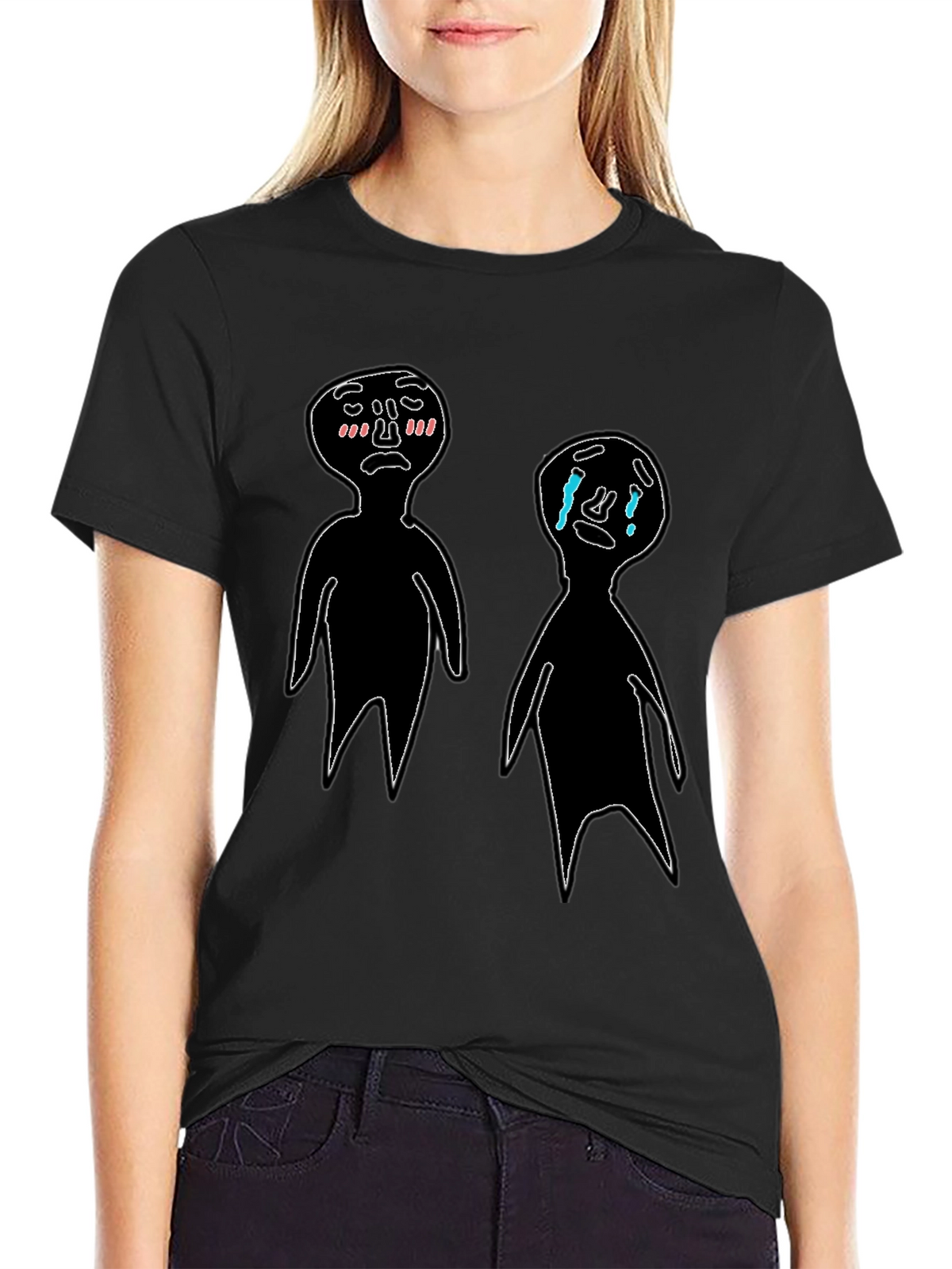 Emotional Doodles Graphic Tee - Black Cotton T-Shirt