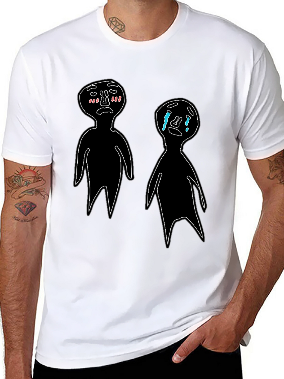 Emotional Doodles Graphic Tee - Black Cotton T-Shirt