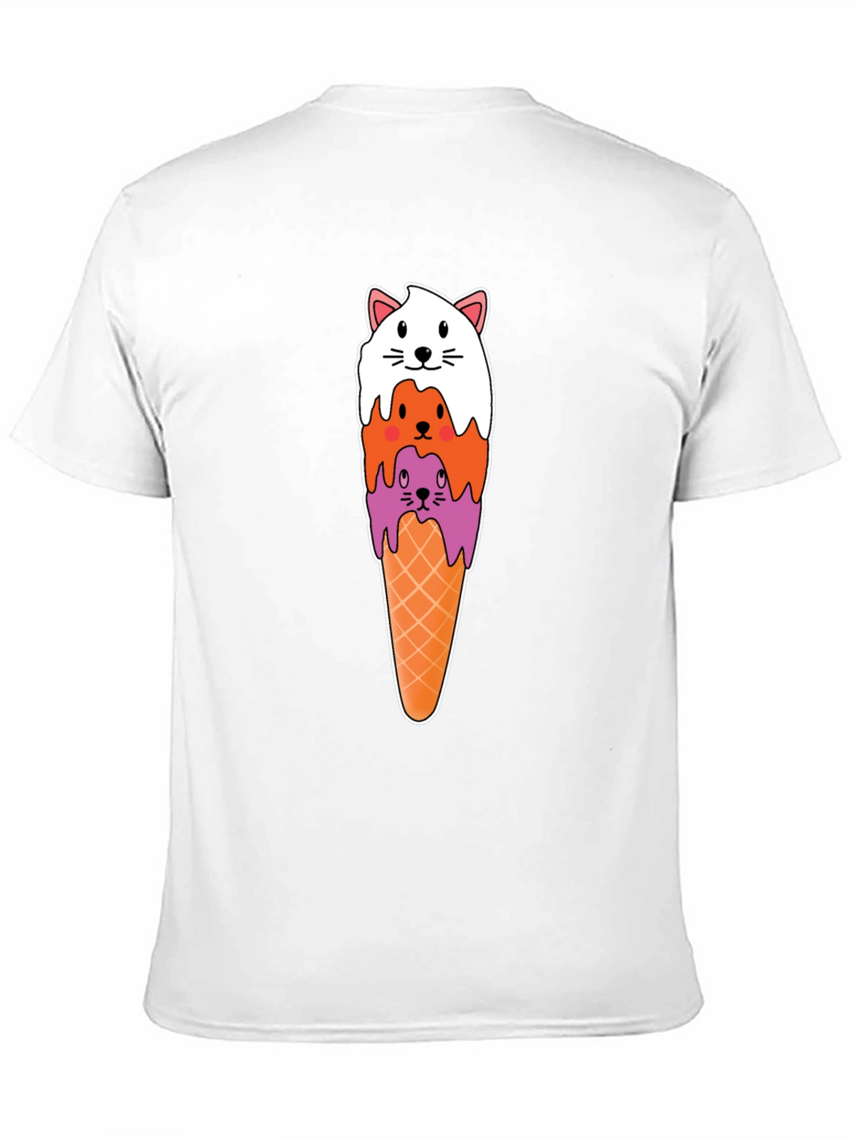 Cat Ice Cream Cone Black T-Shirt