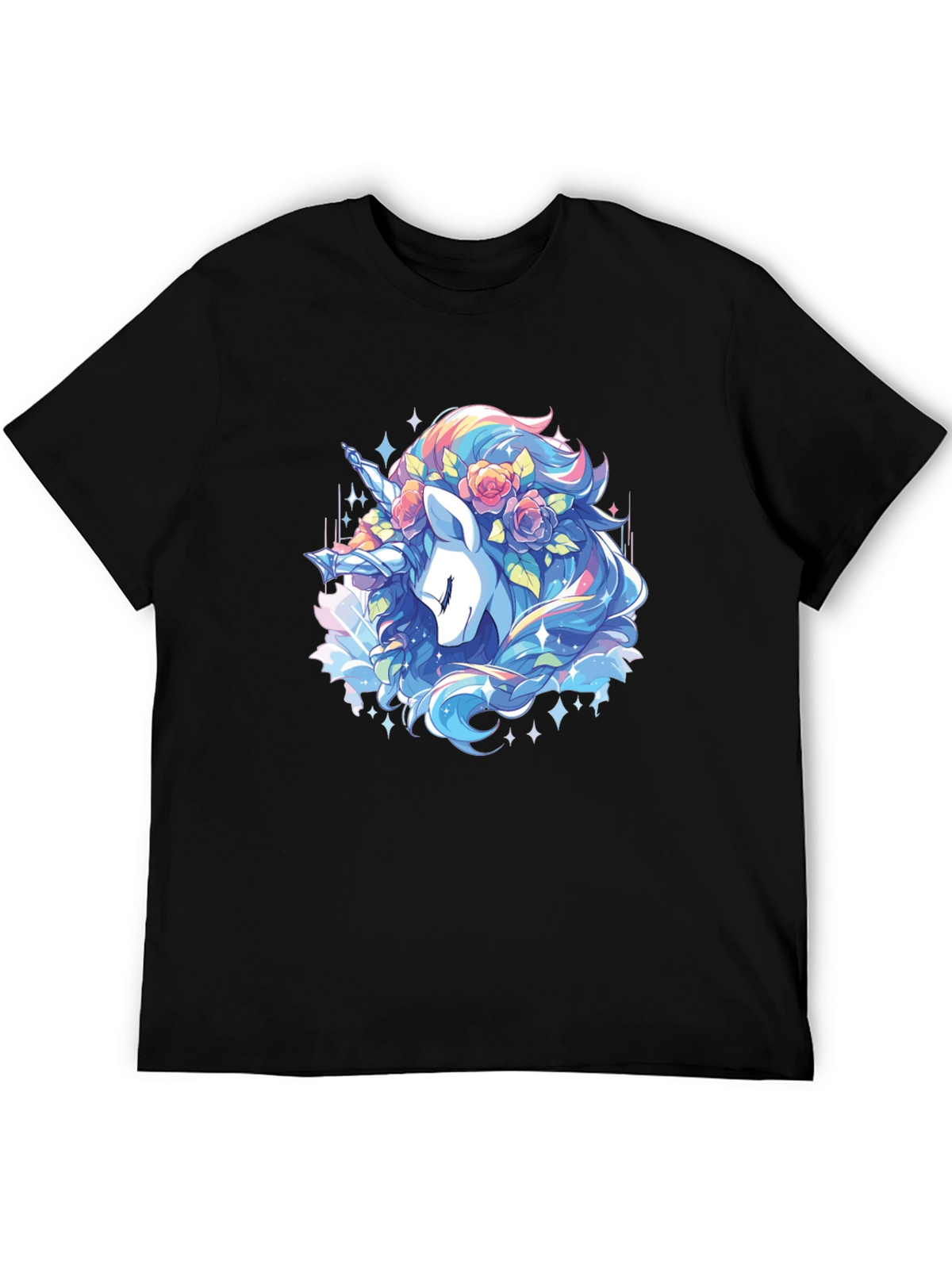 Unicorn Floral T-Shirt - Black