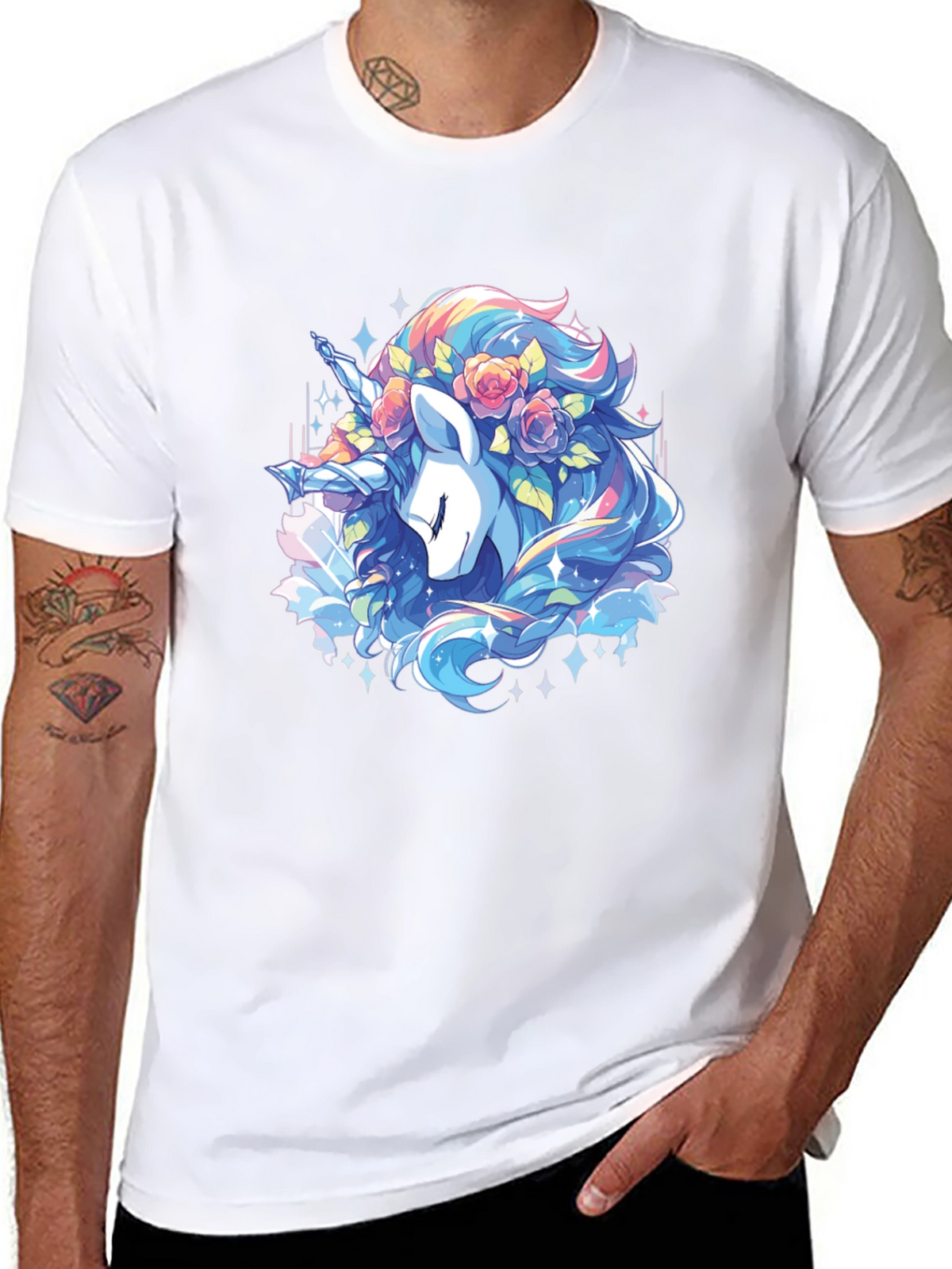 Unicorn Floral T-Shirt - Black