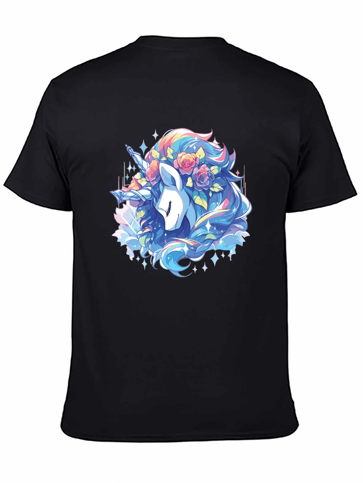 Unicorn Floral T-Shirt - Black
