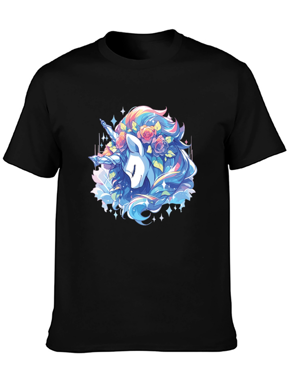 Unicorn Floral T-Shirt - Black