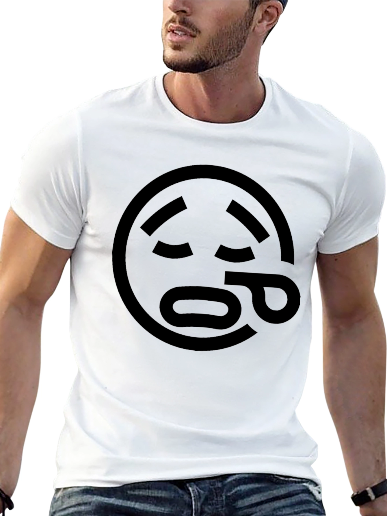Sad Emoji Graphic Black T-Shirt