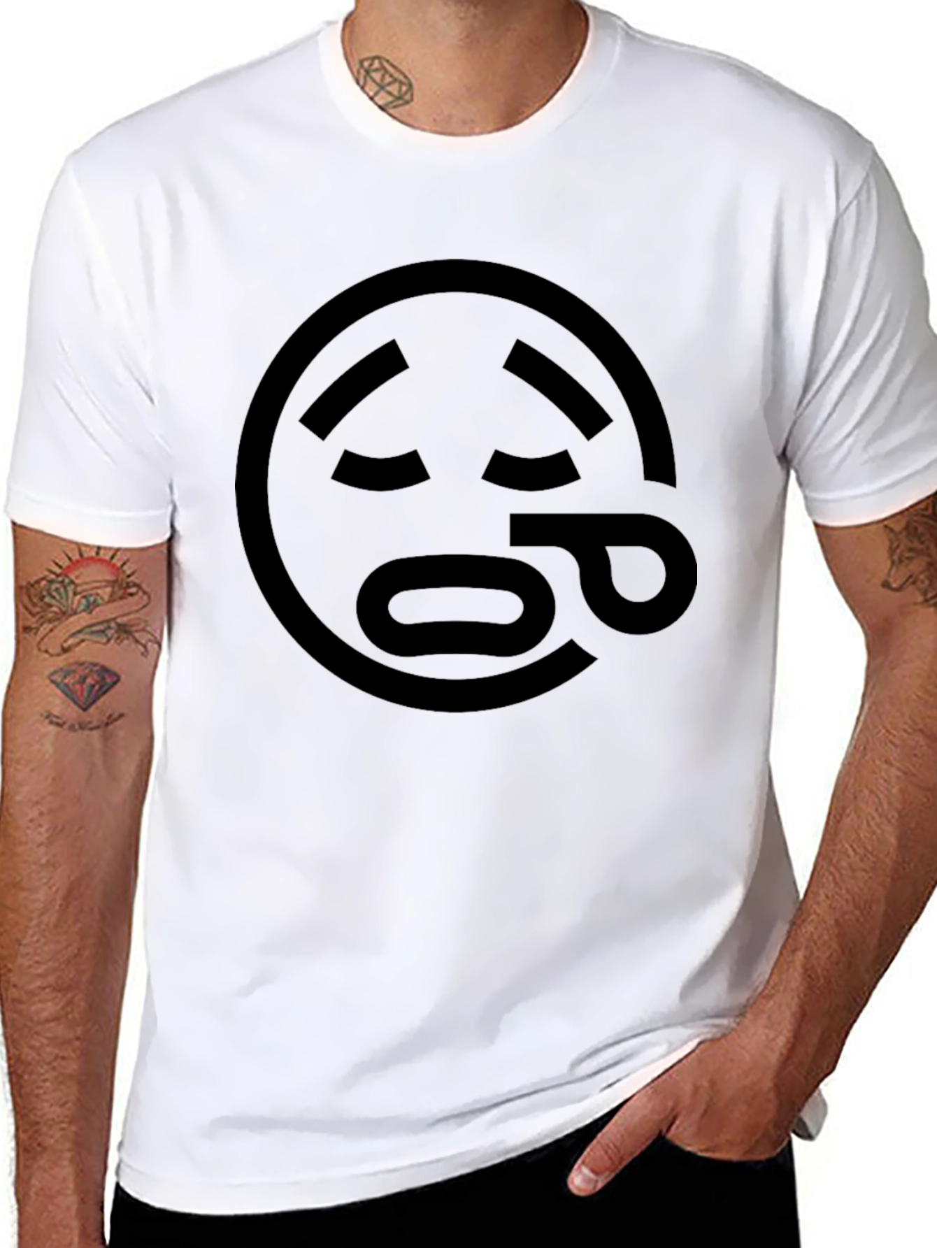 Sad Emoji Graphic Black T-Shirt