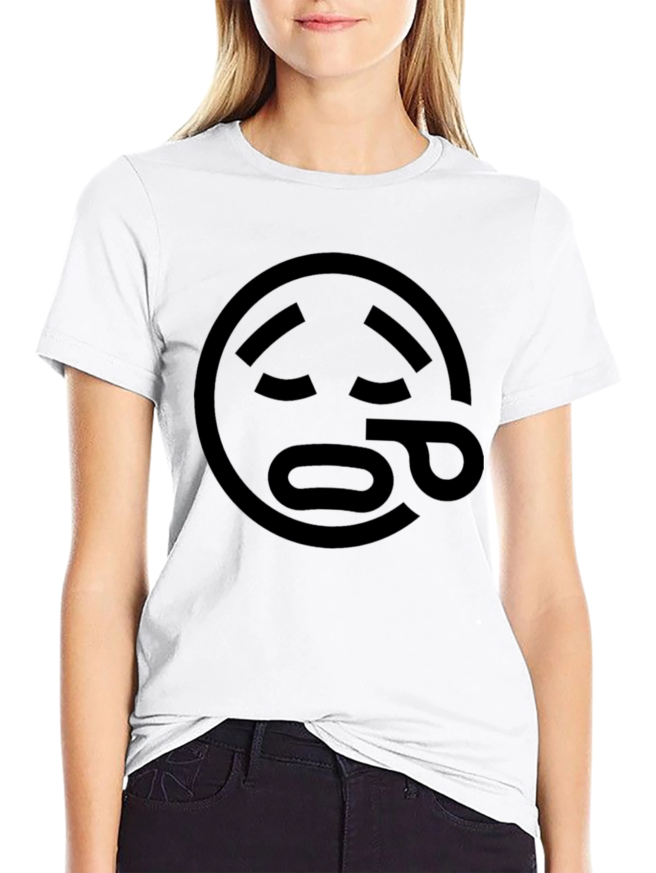Sad Emoji Graphic Black T-Shirt