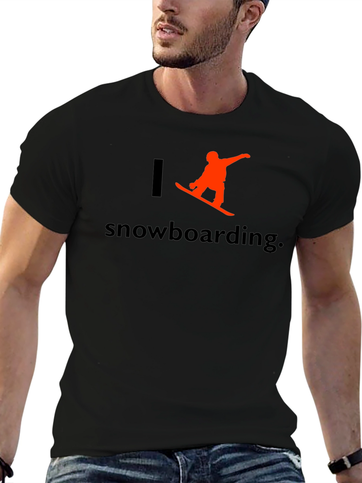 I Love Snowboarding T-Shirt - Black