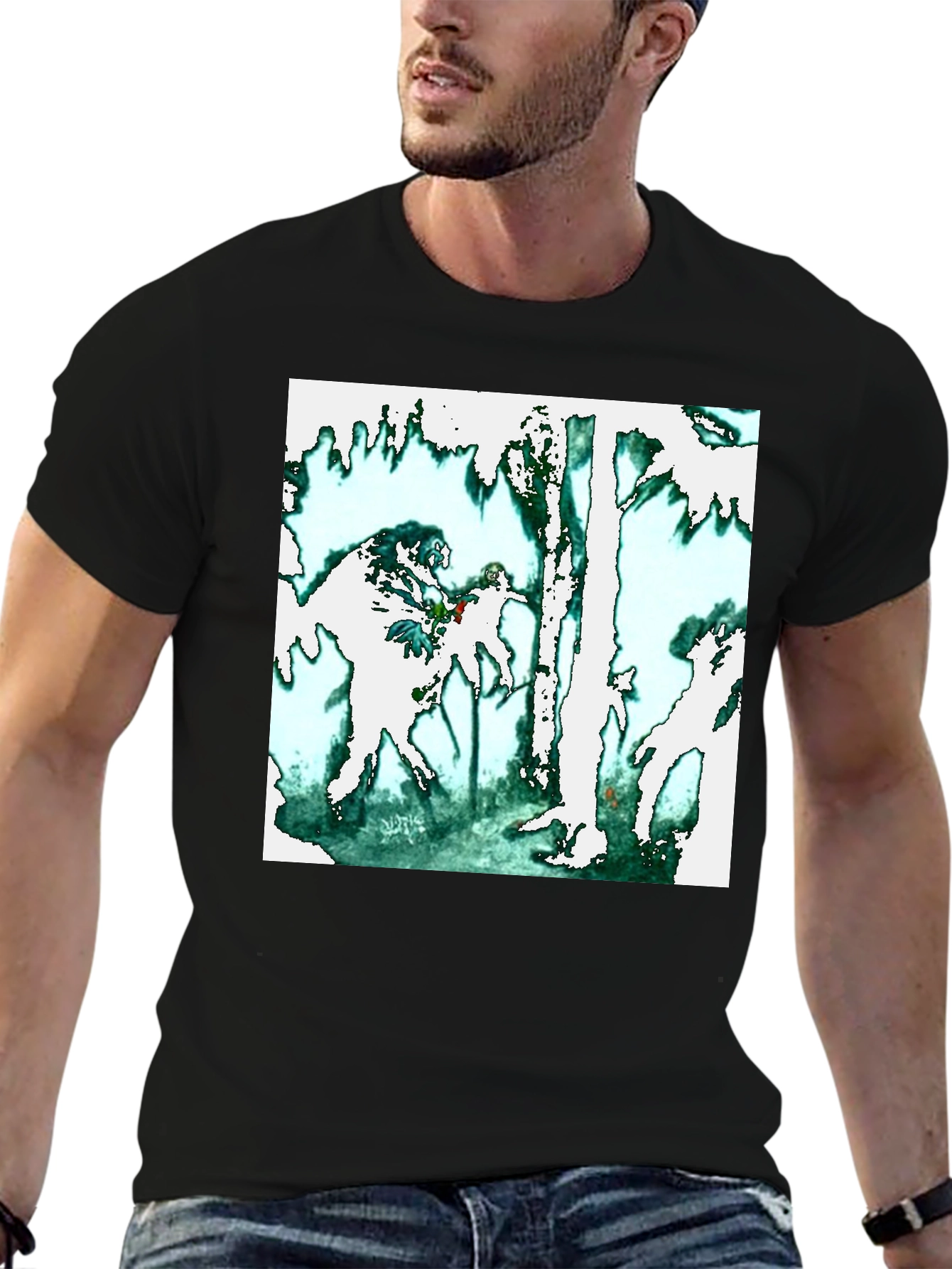 Abstract Forest Graphic Black T-Shirt