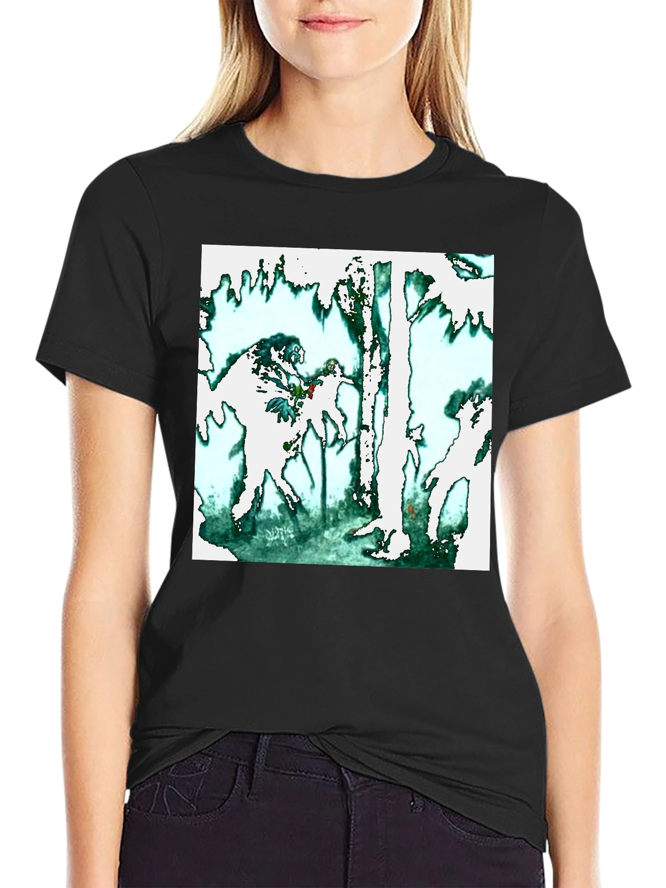 Abstract Forest Graphic Black T-Shirt