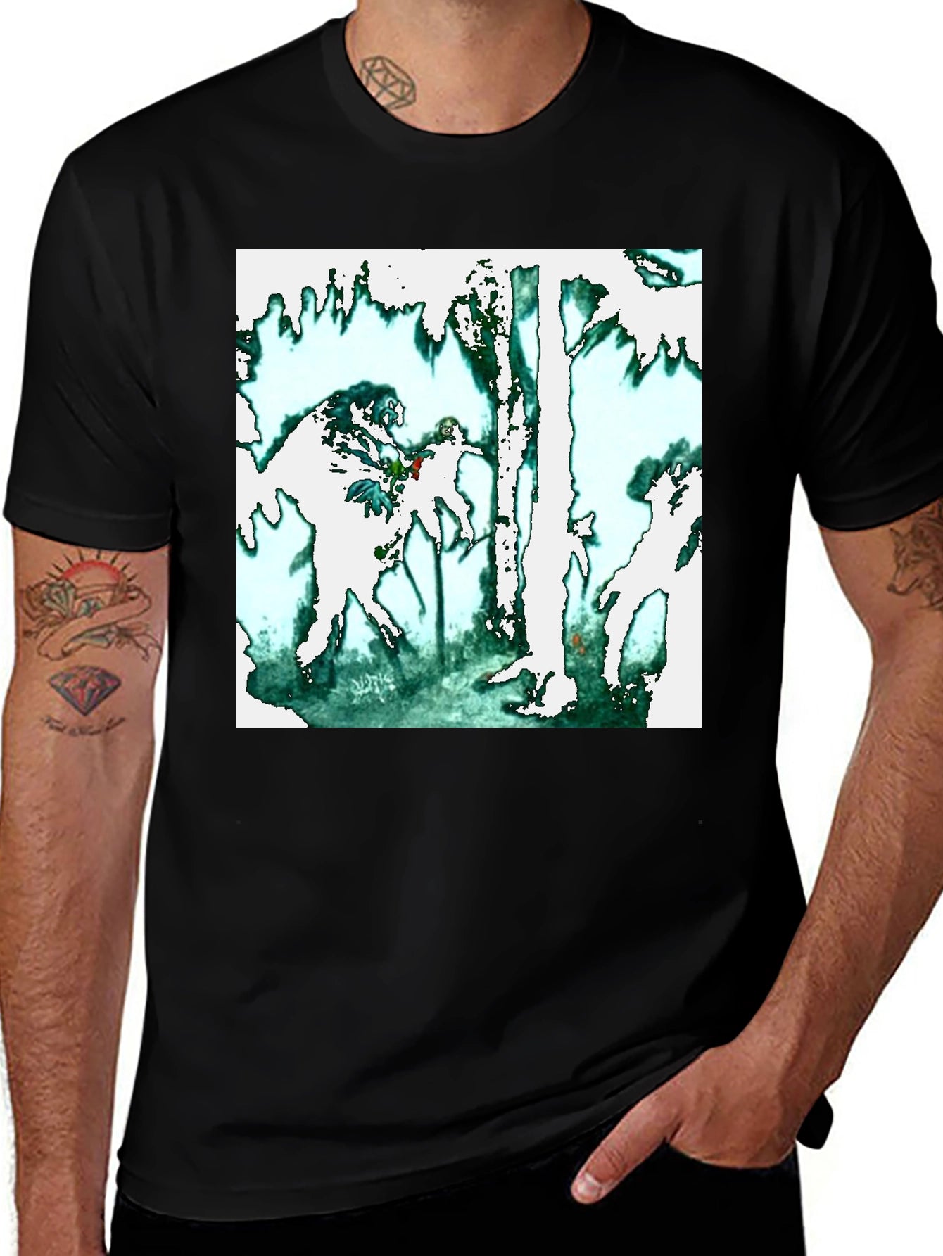 Abstract Forest Graphic Black T-Shirt