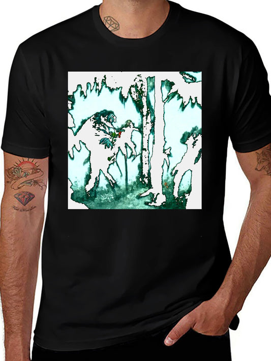 Abstract Forest Graphic Black T-Shirt