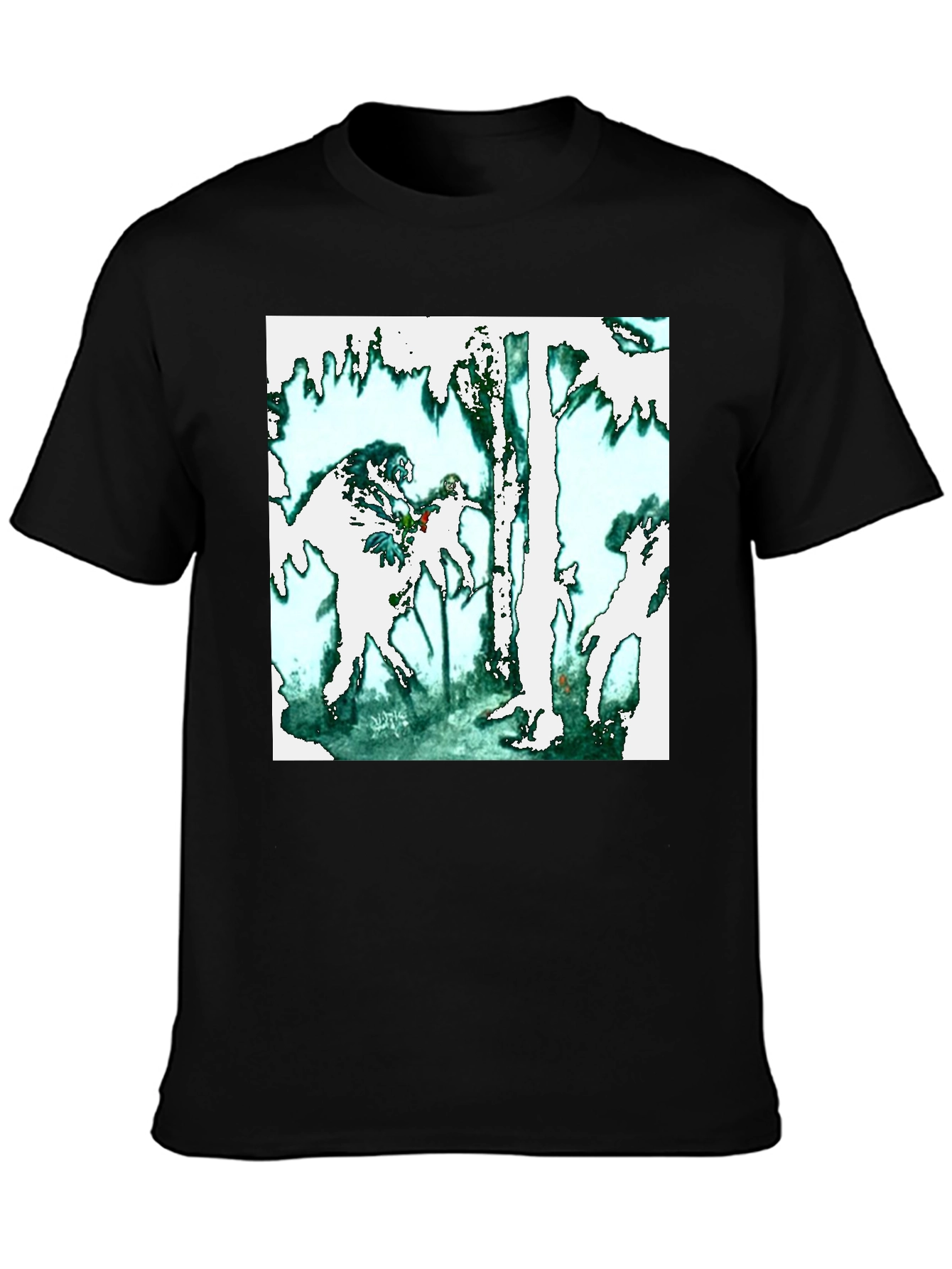 Abstract Forest Graphic Black T-Shirt