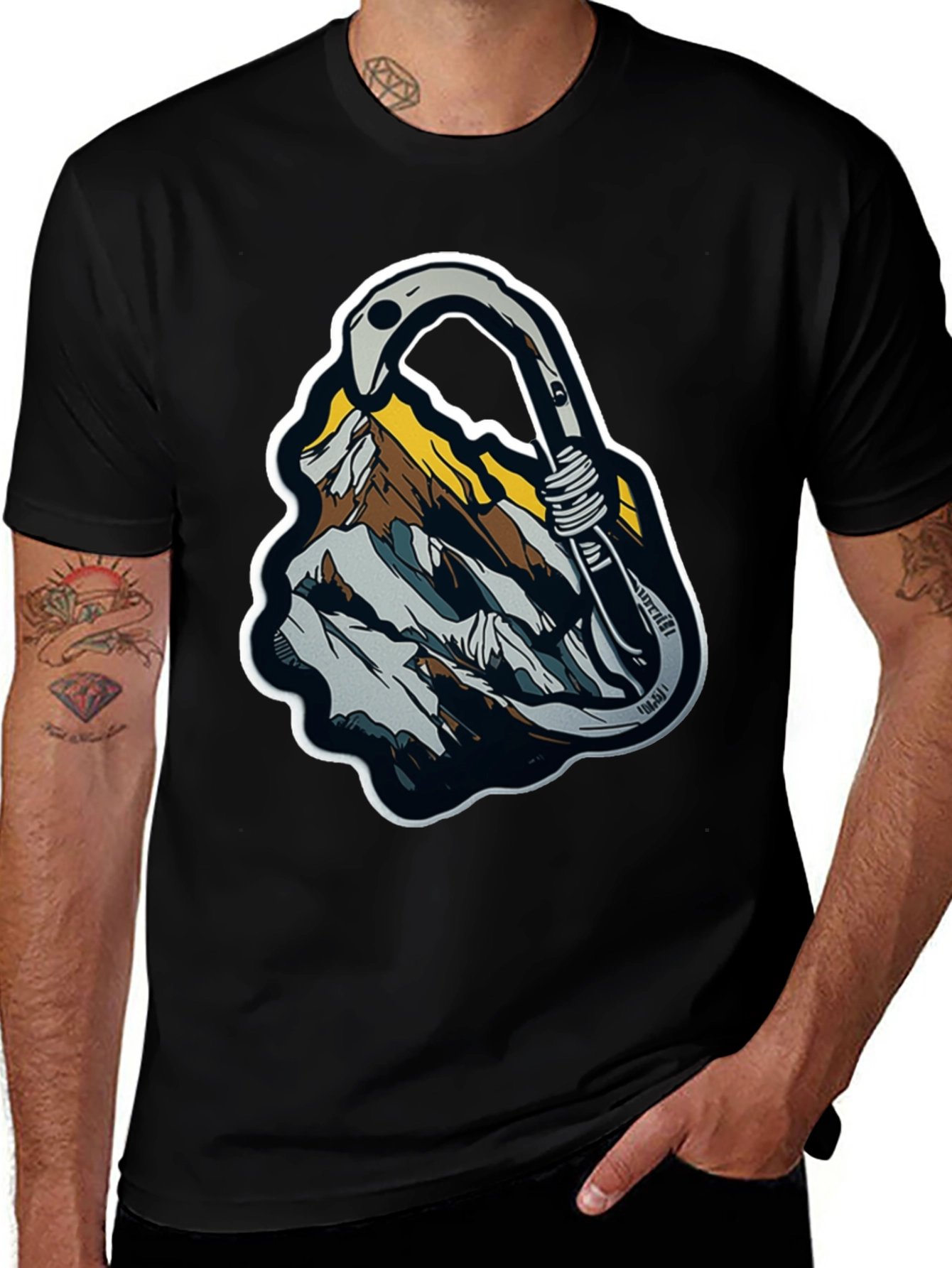 Mountain Climbing Carabiner Graphic Tee - Black