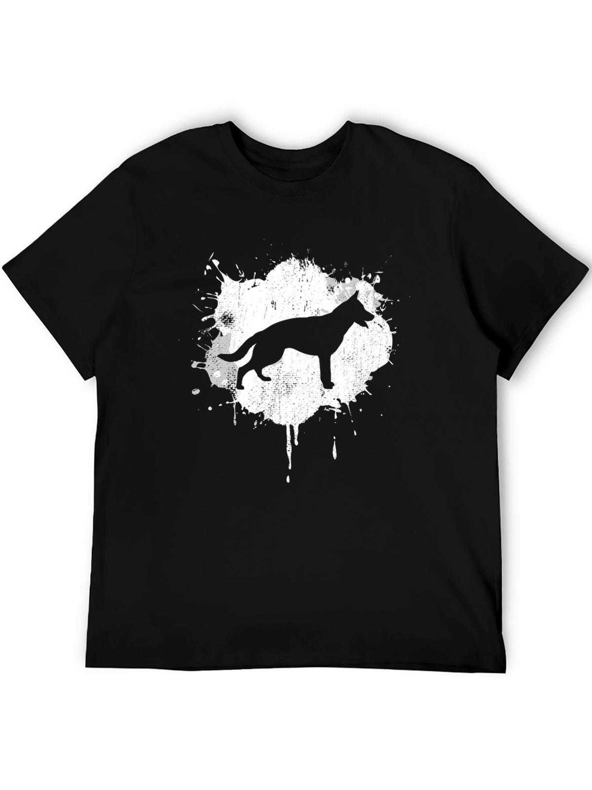 German Shepherd Splash T-Shirt - Black Cotton Tee