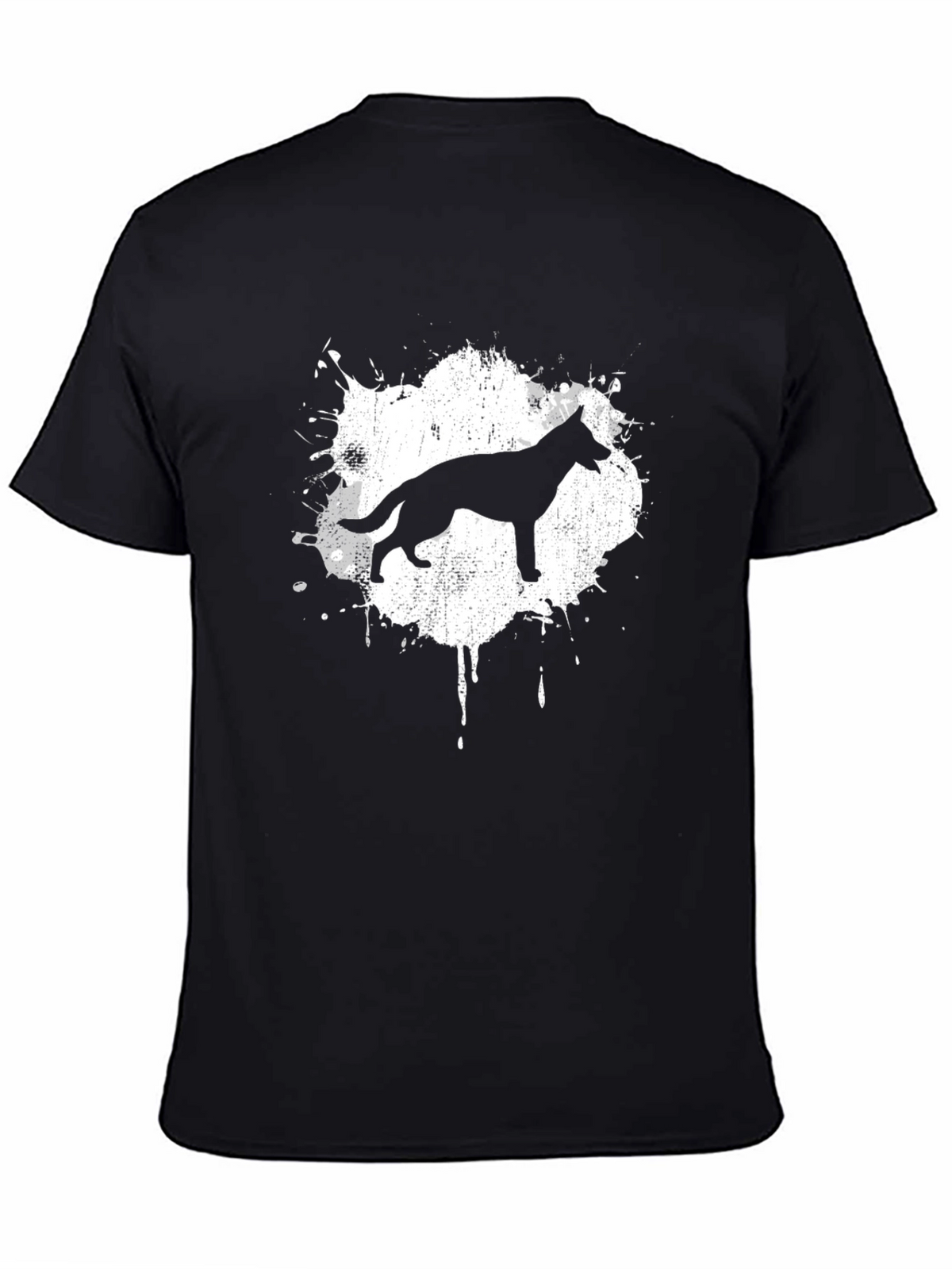 German Shepherd Splash T-Shirt - Black Cotton Tee