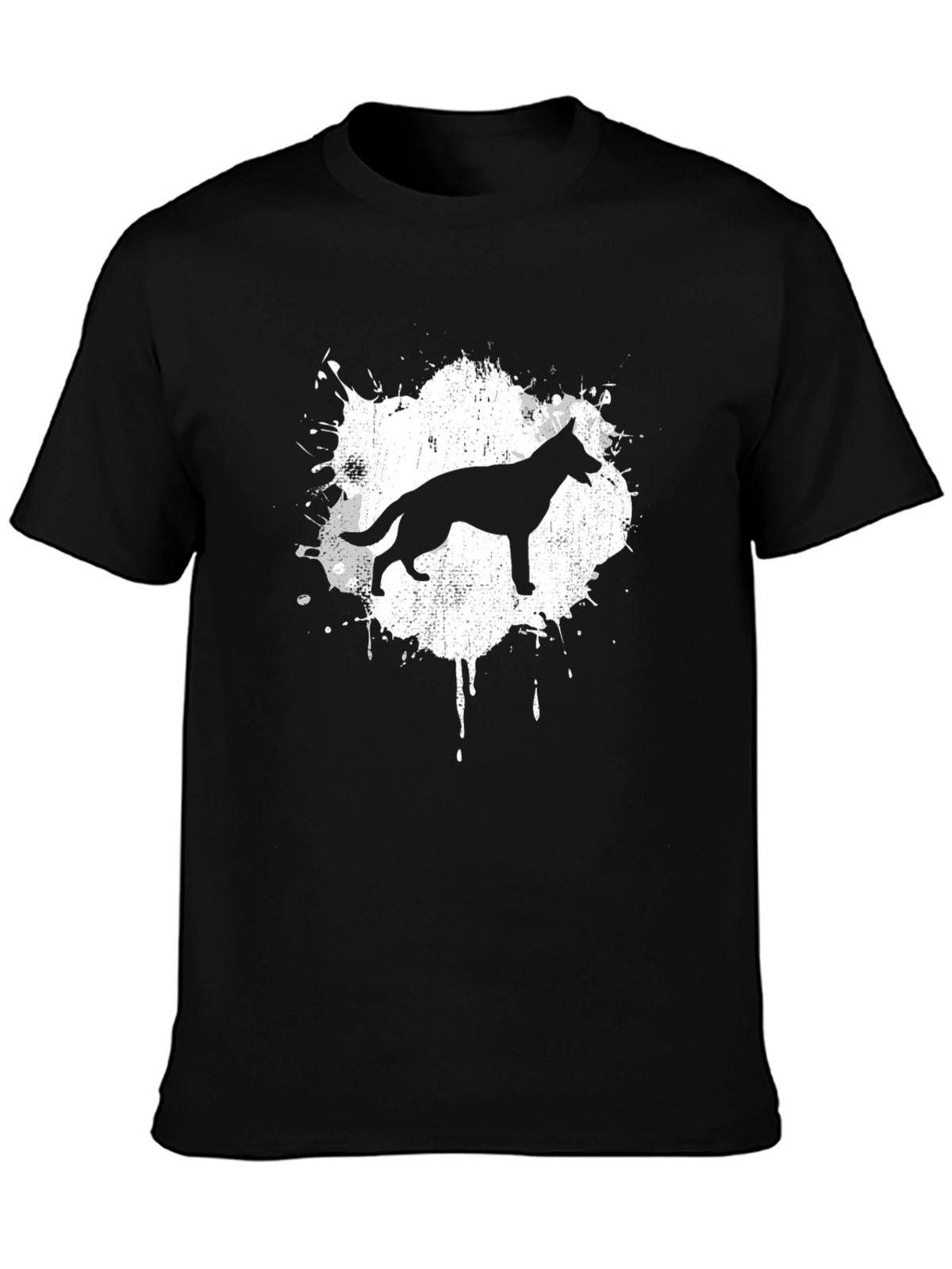 German Shepherd Splash T-Shirt - Black Cotton Tee