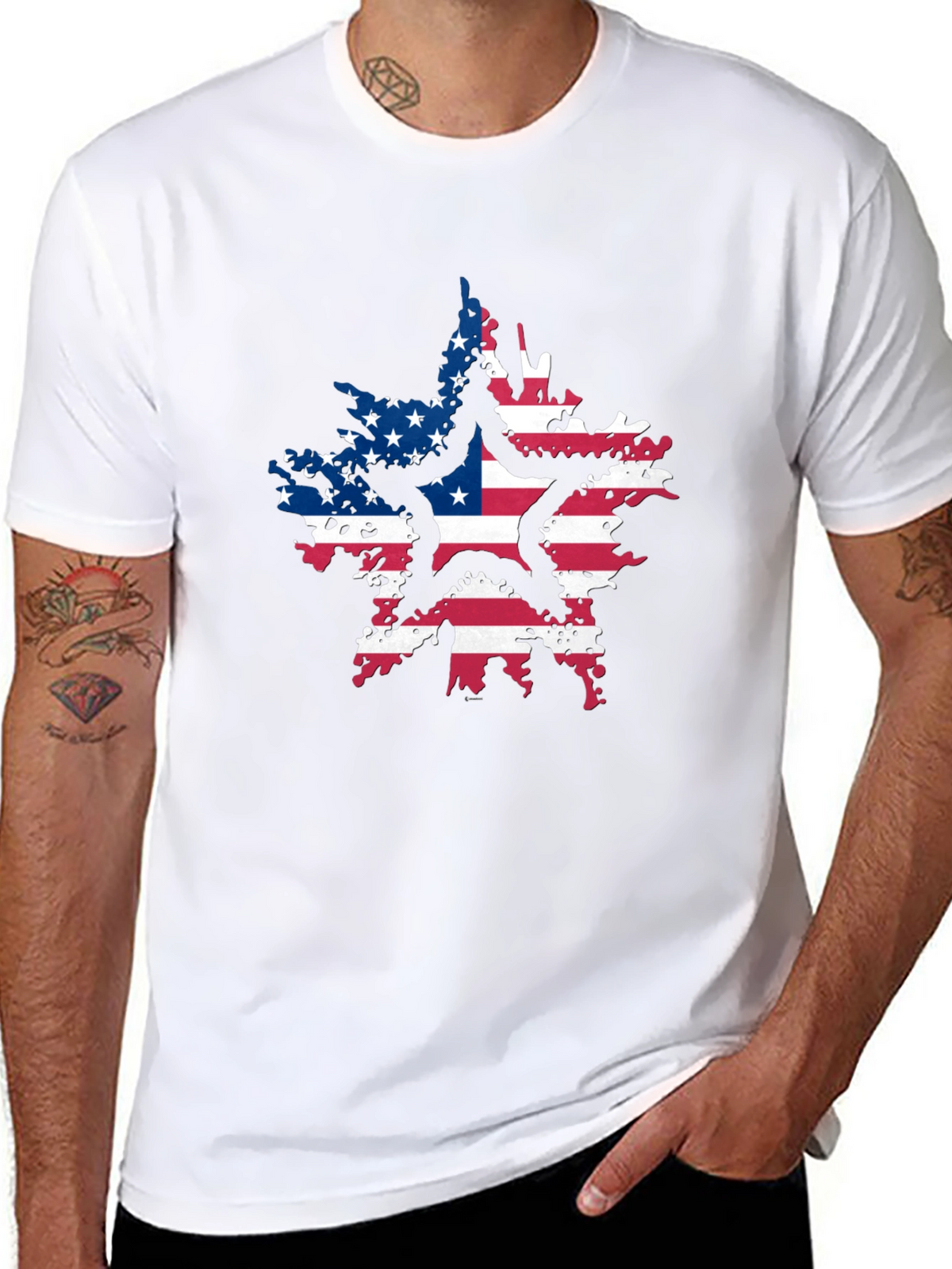 American Flag Star Black T-Shirt
