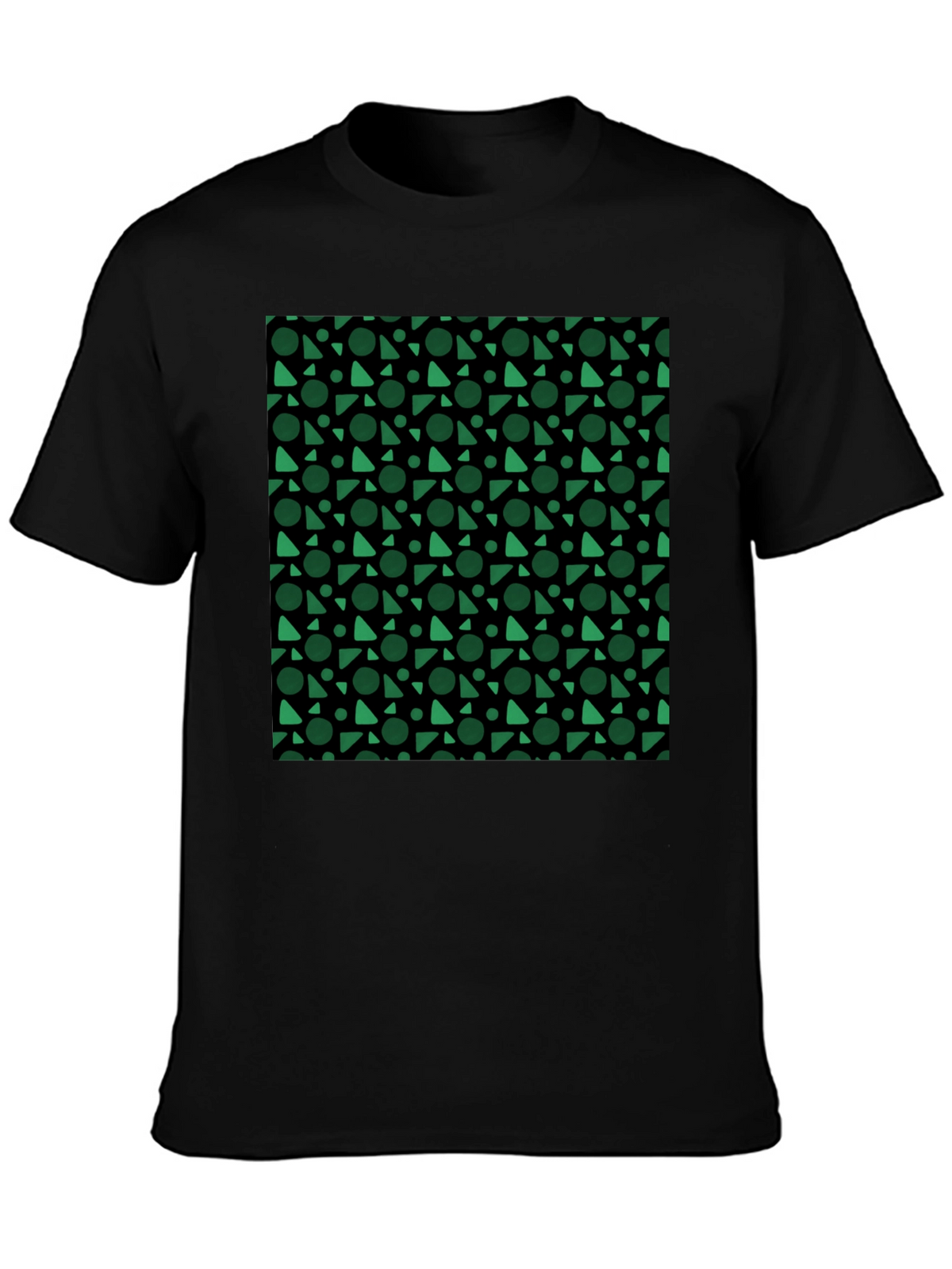 Modern Geometric Pattern Black T-Shirt