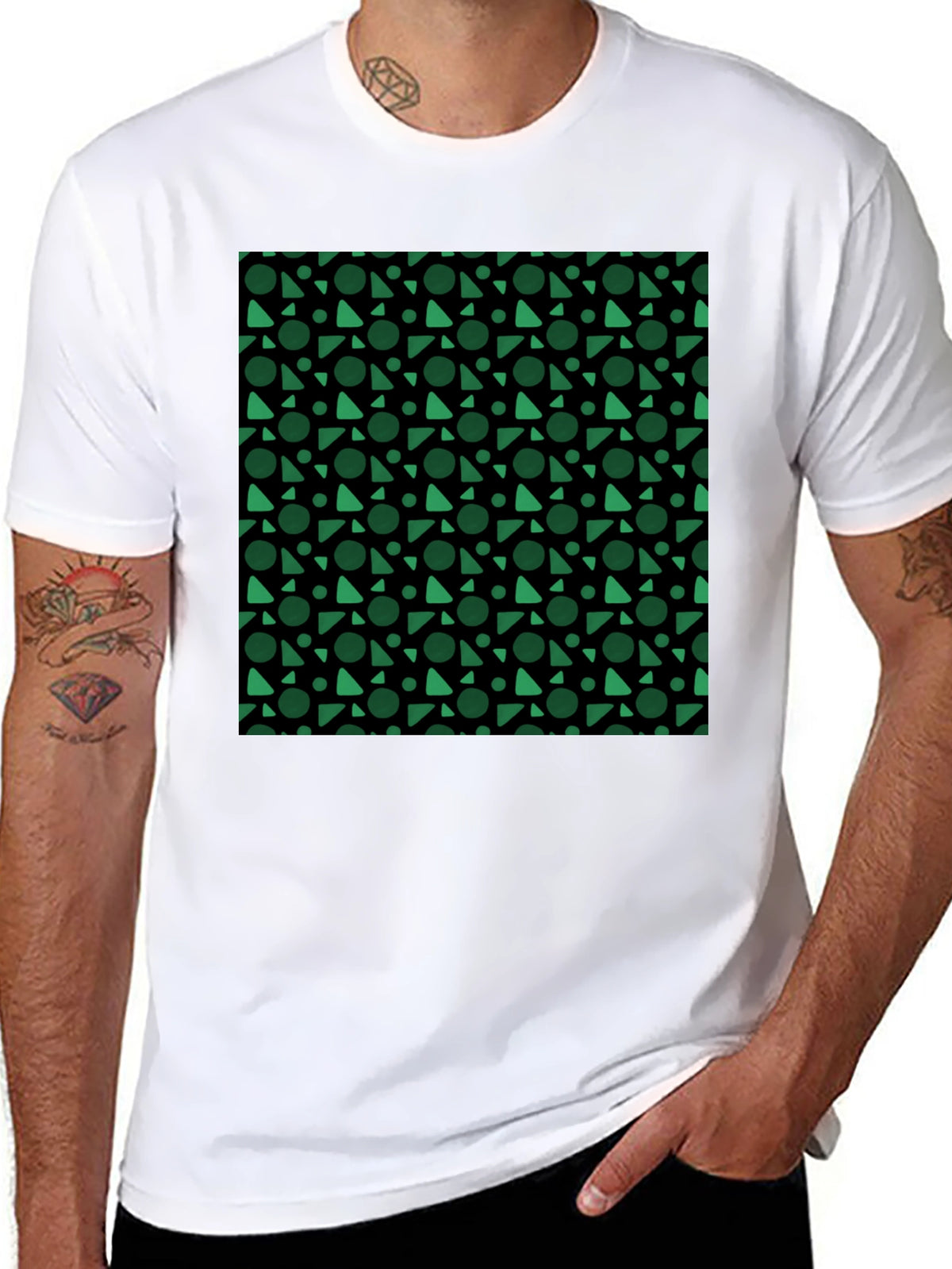 Modern Geometric Pattern Black T-Shirt