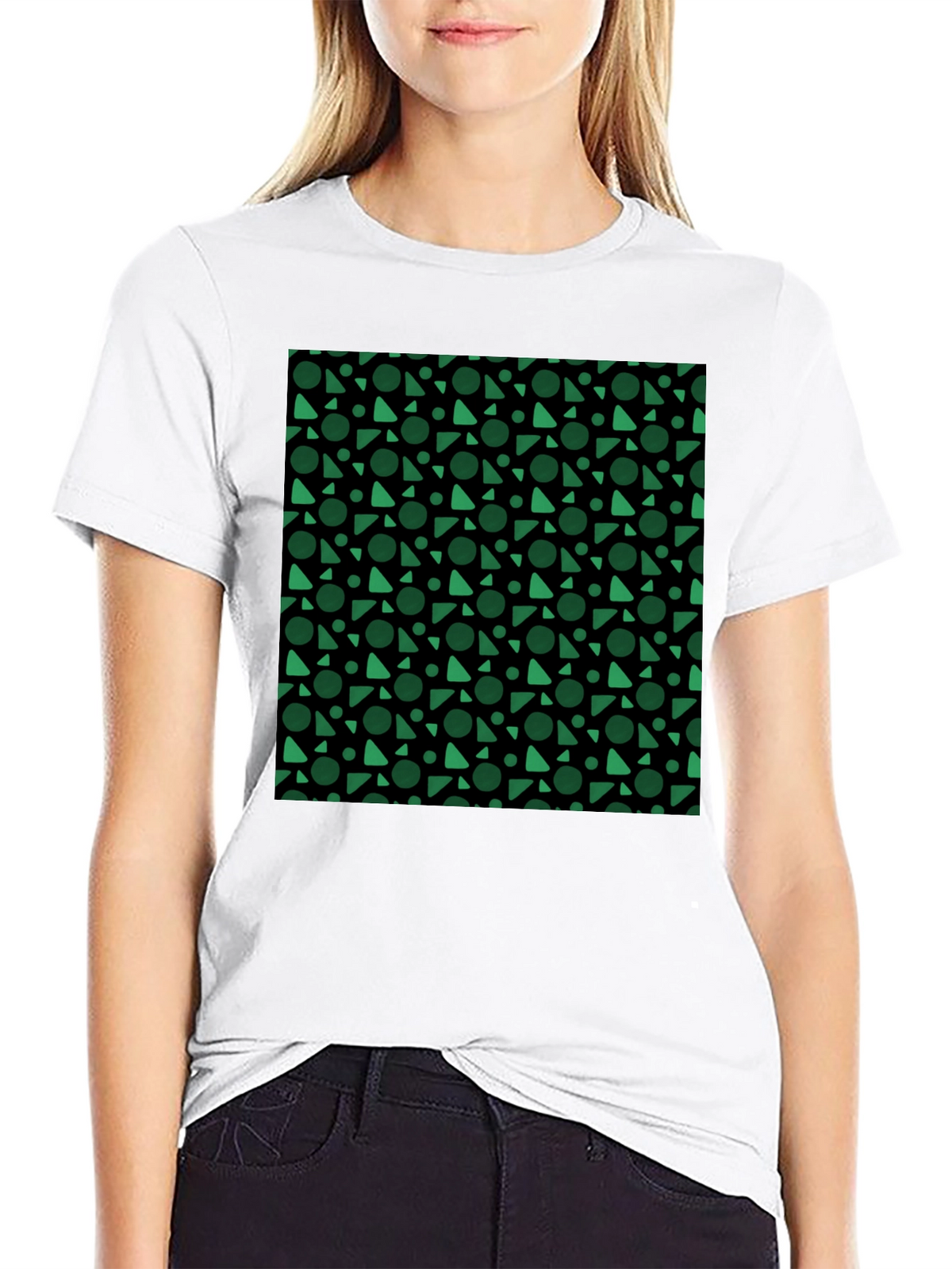 Modern Geometric Pattern Black T-Shirt
