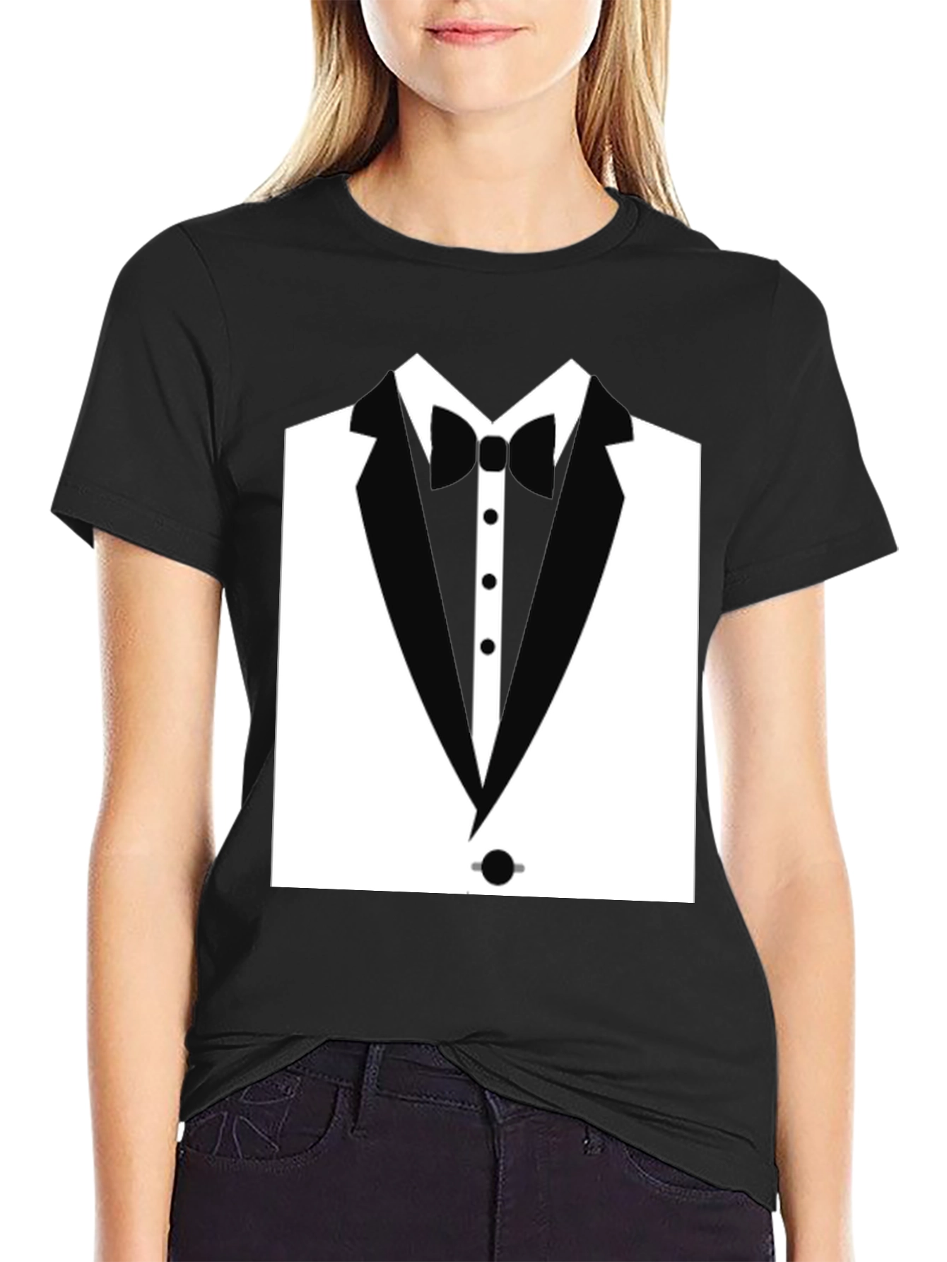 Tuxedo T-Shirt - Black Dressy Fun Casual Tee