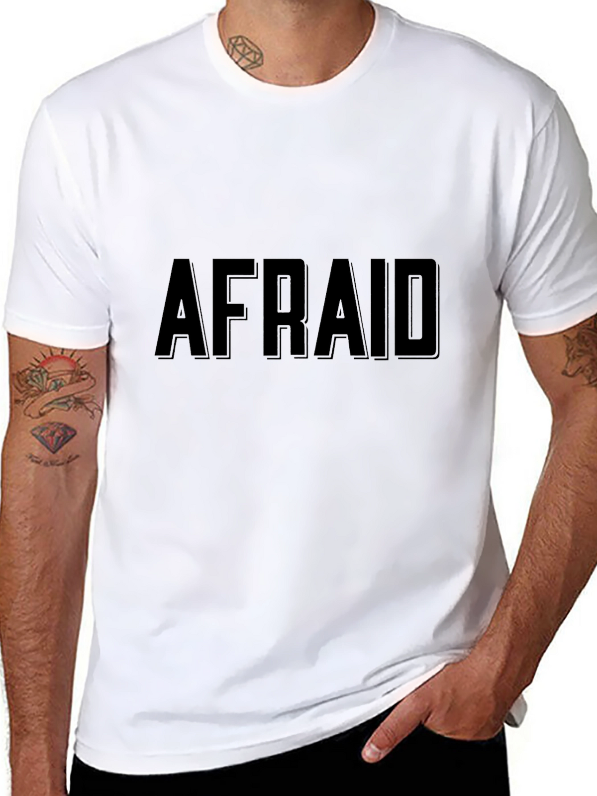 Afraid Graphic Black T-Shirt - Bold Statement Tee