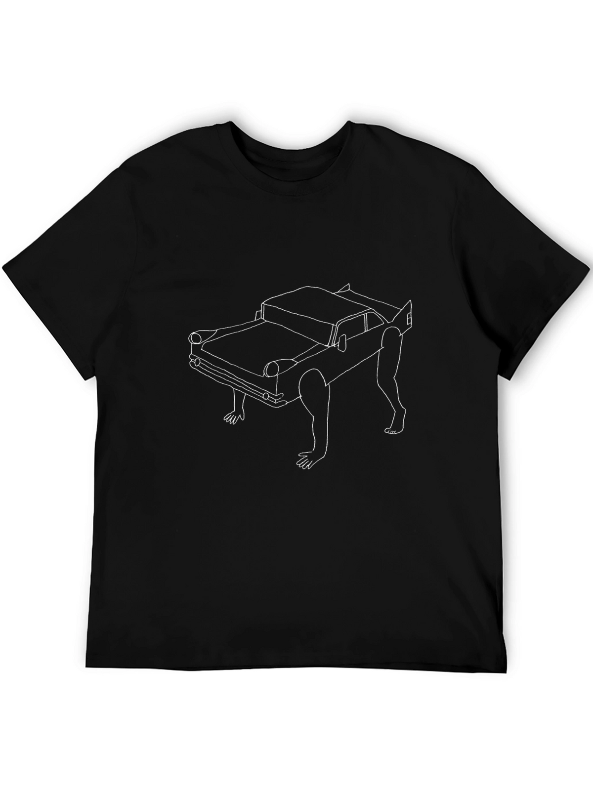 Walking Car Graphic Tee - Quirky Black T-Shirt
