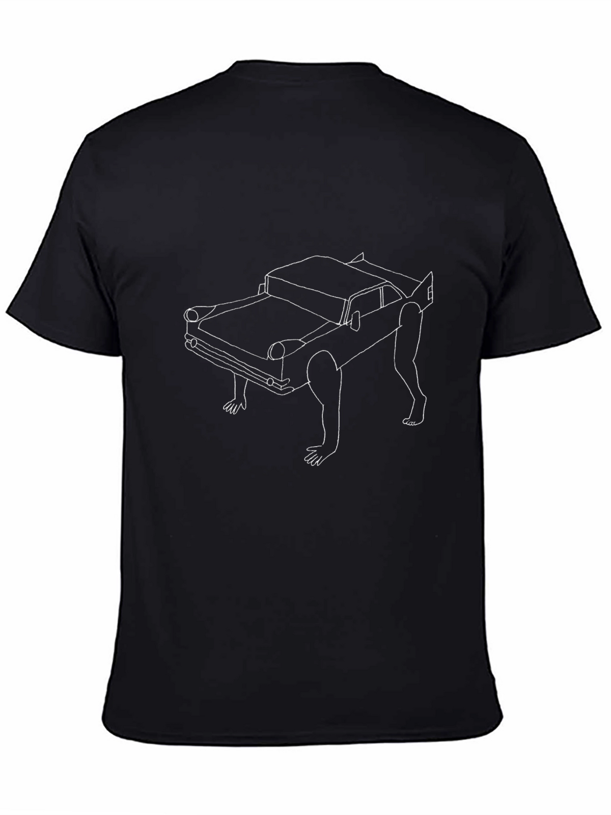 Walking Car Graphic Tee - Quirky Black T-Shirt