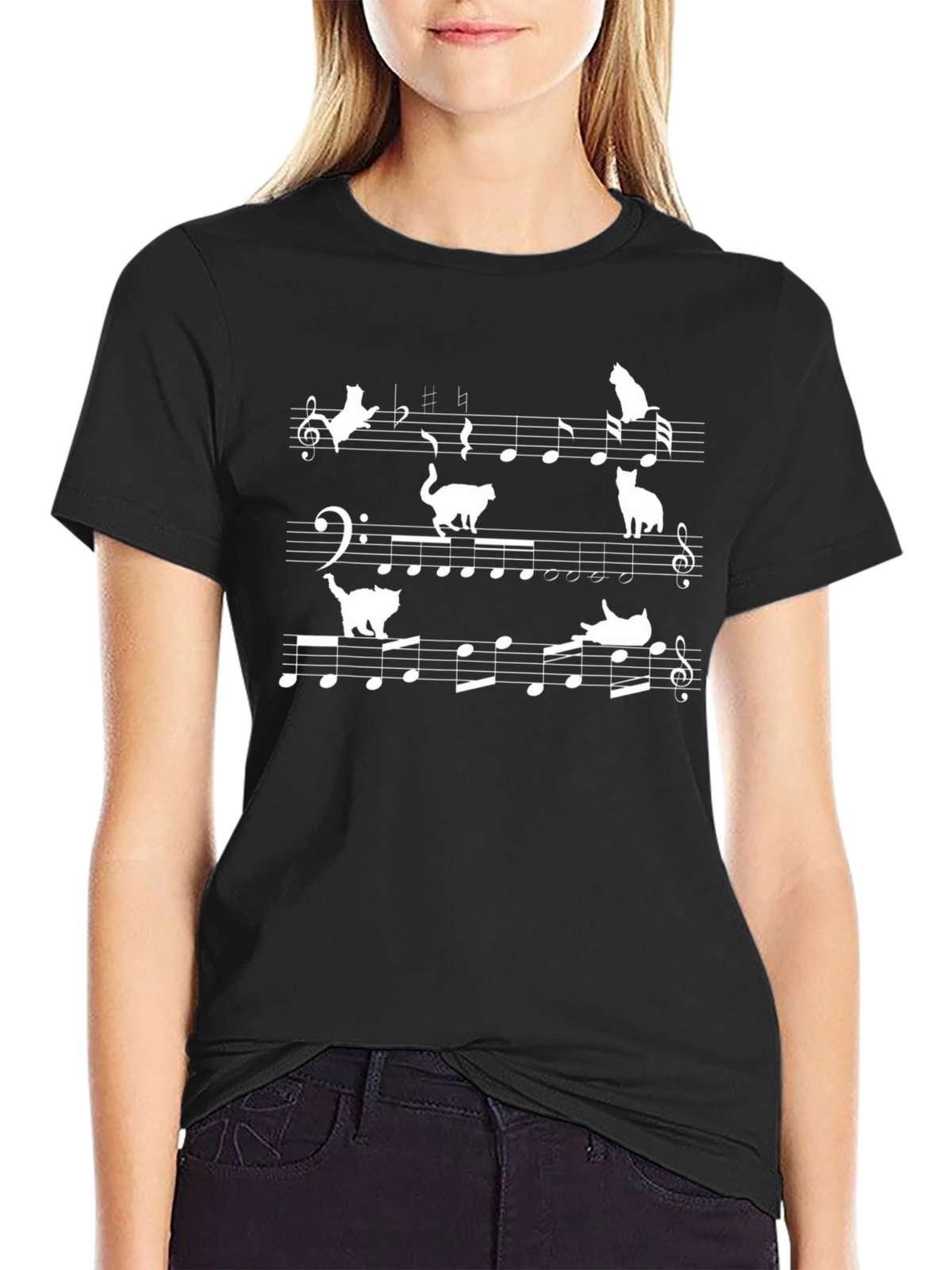 Musical Cats T-Shirt - Black Cotton Tee