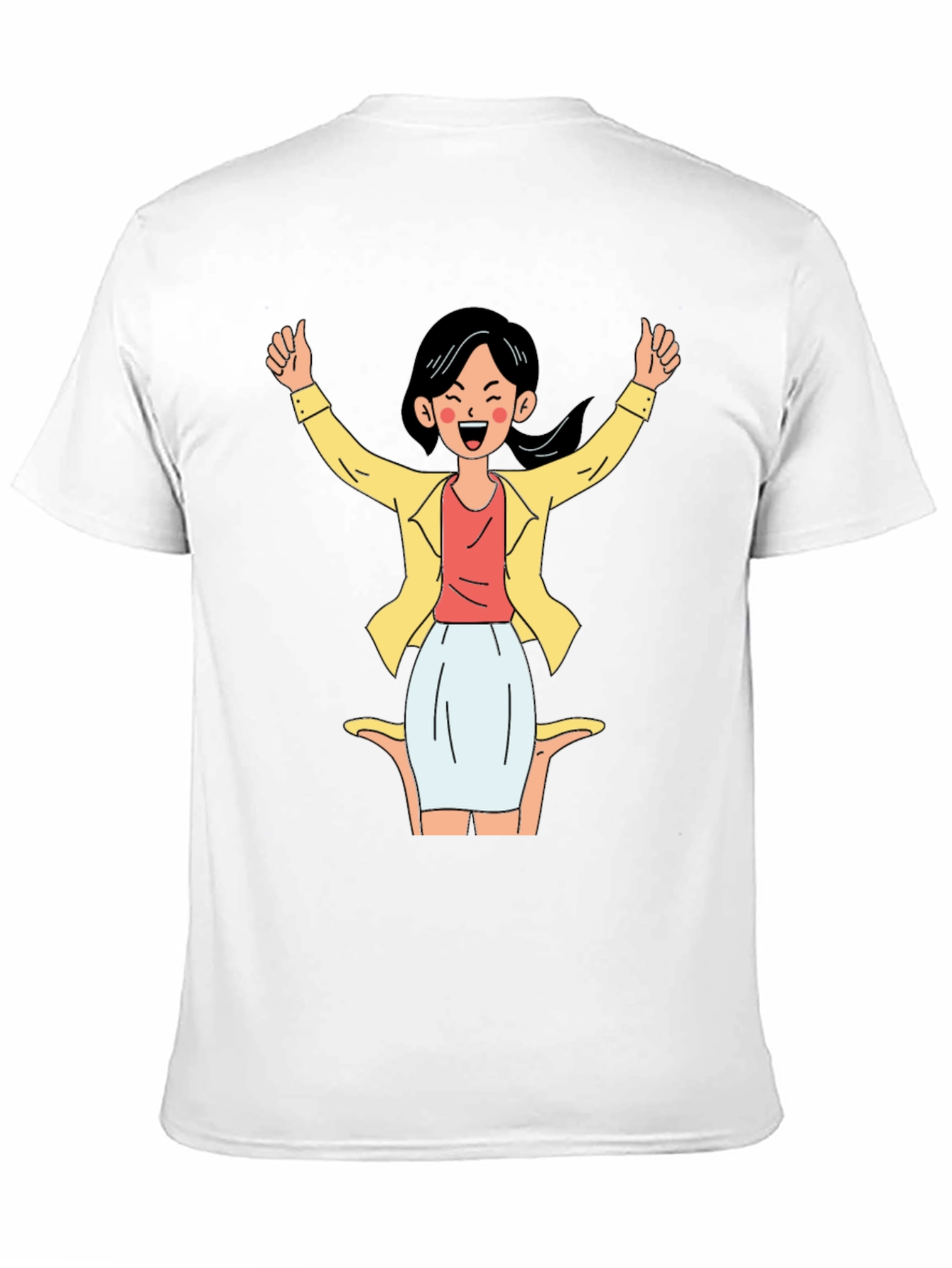 Black T-Shirt with Cartoon Woman Graphic