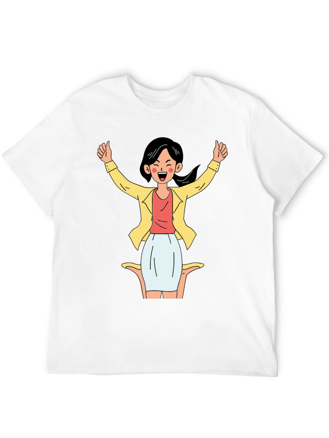 Black T-Shirt with Cartoon Woman Graphic