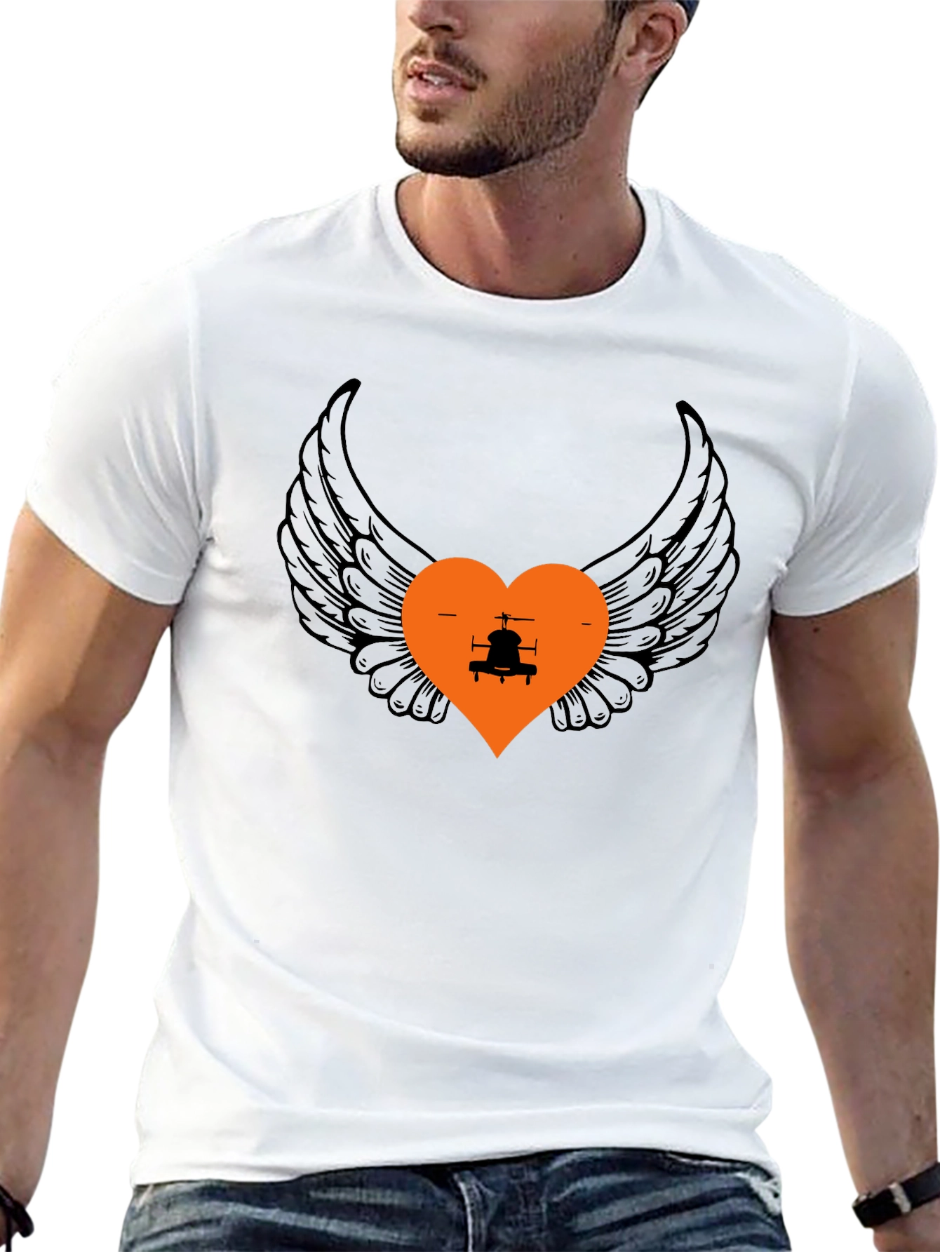 Wings and Heart Helicopter Graphic Tee