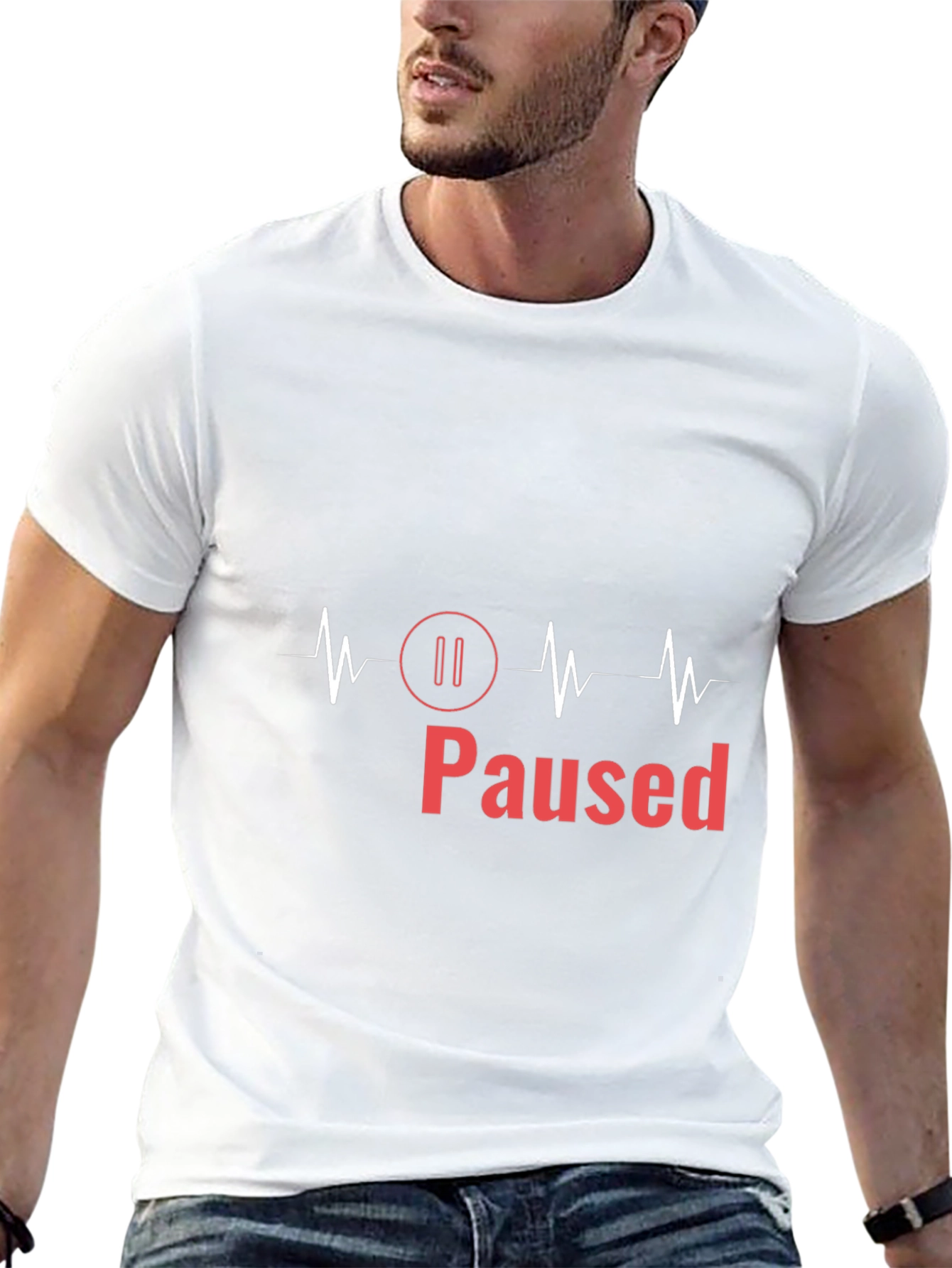 Paused ECG T-Shirt - Mens Black Graphic Tee