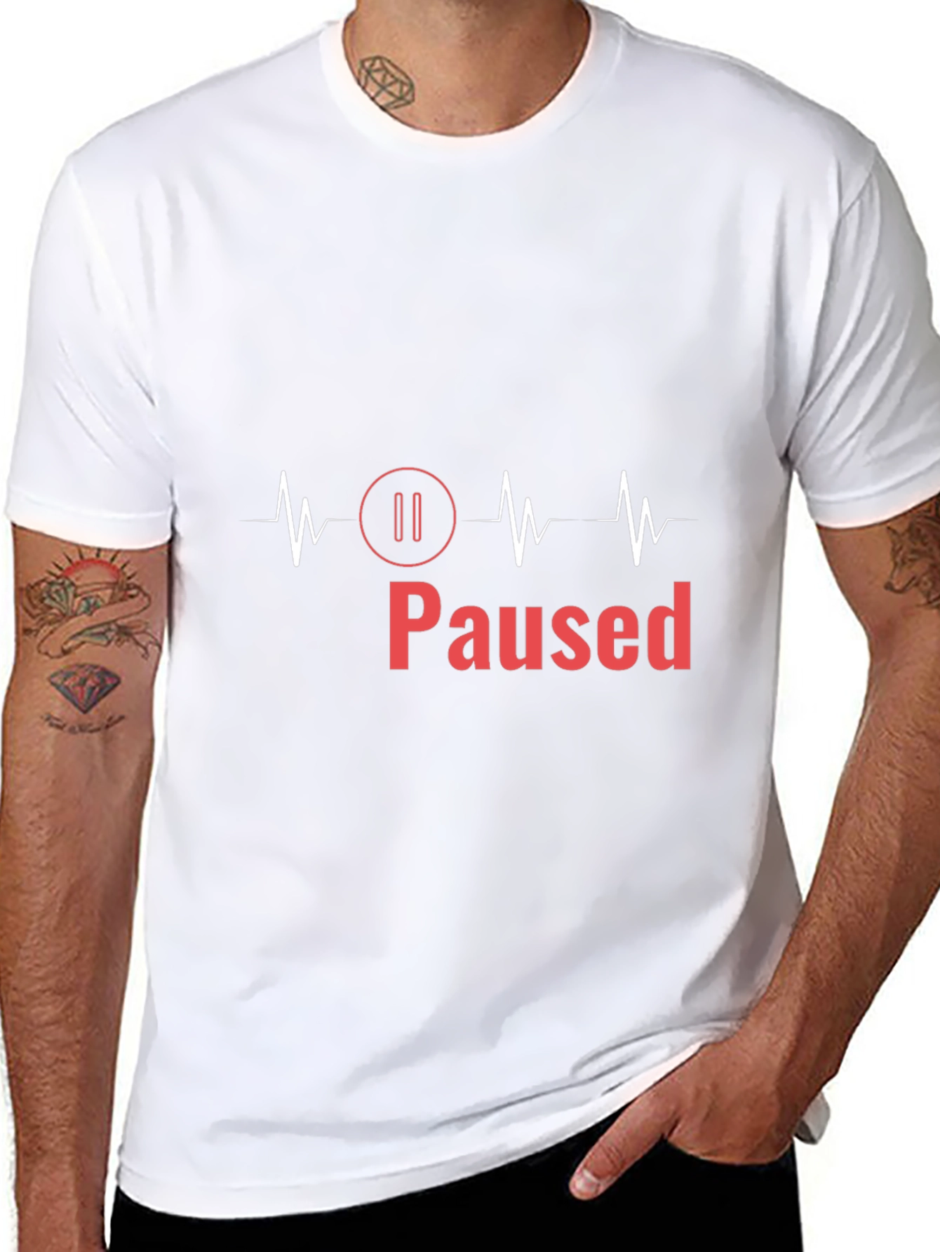 Paused ECG T-Shirt - Mens Black Graphic Tee