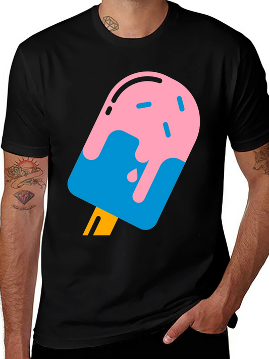 Cool Popsicle Graphic Tee - Black Cotton T-Shirt