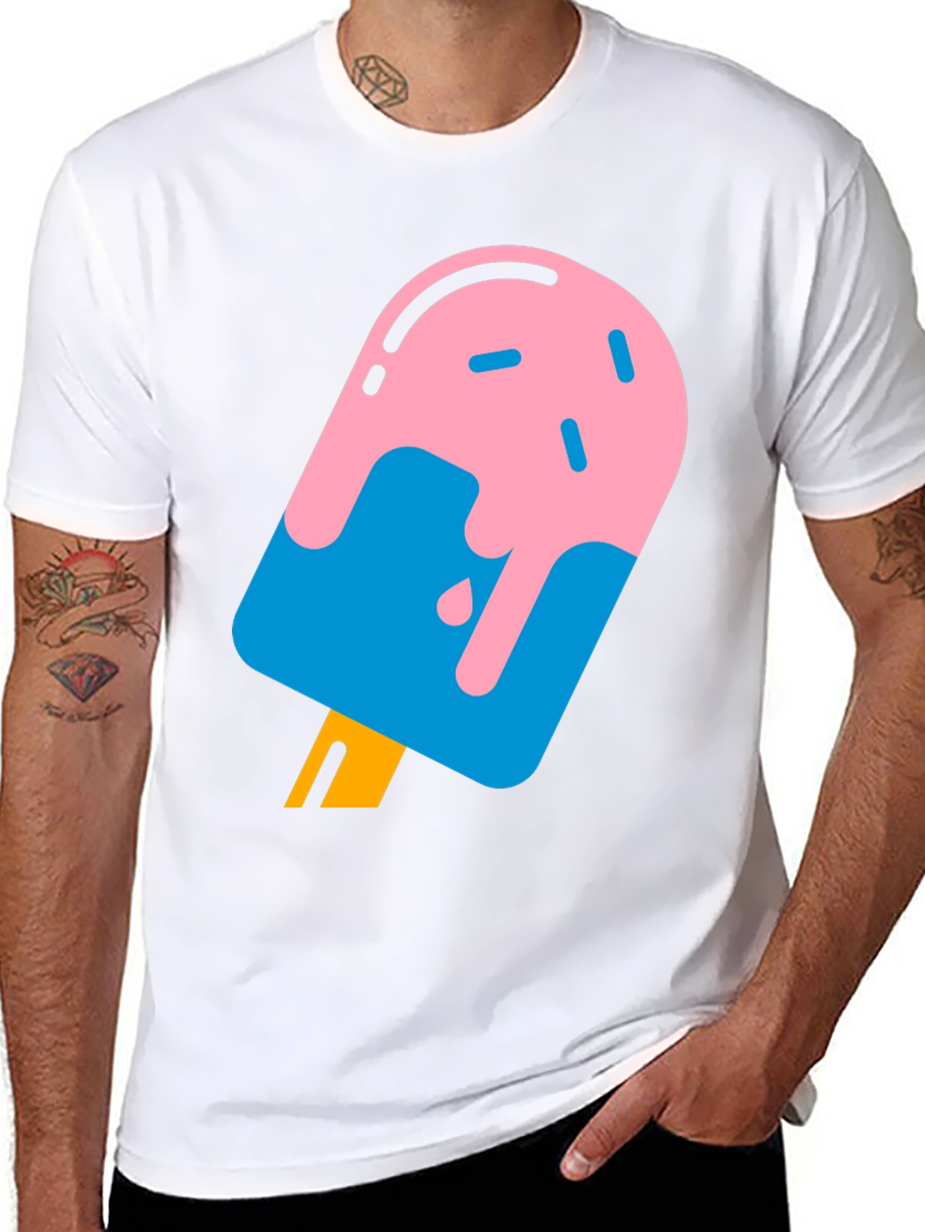 Cool Popsicle Graphic Tee - Black Cotton T-Shirt