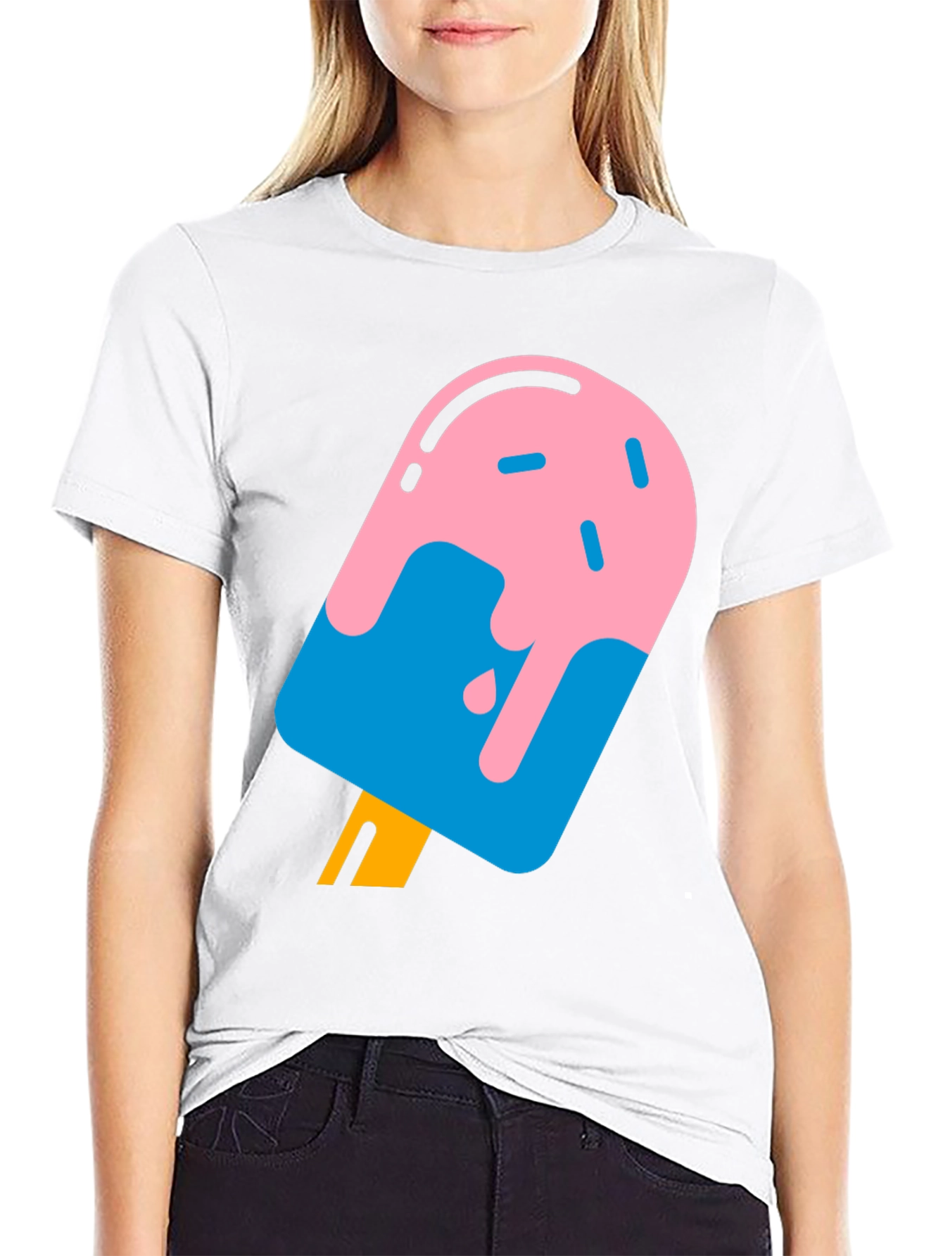 Cool Popsicle Graphic Tee - Black Cotton T-Shirt