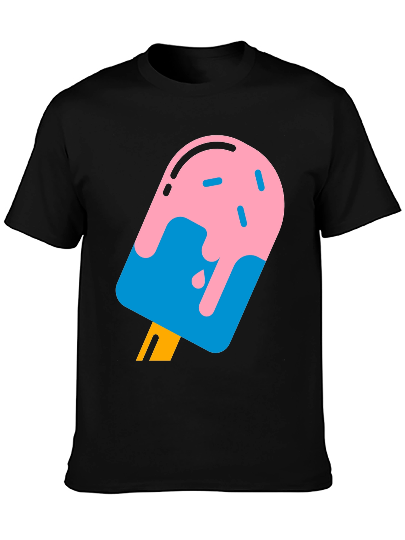 Cool Popsicle Graphic Tee - Black Cotton T-Shirt
