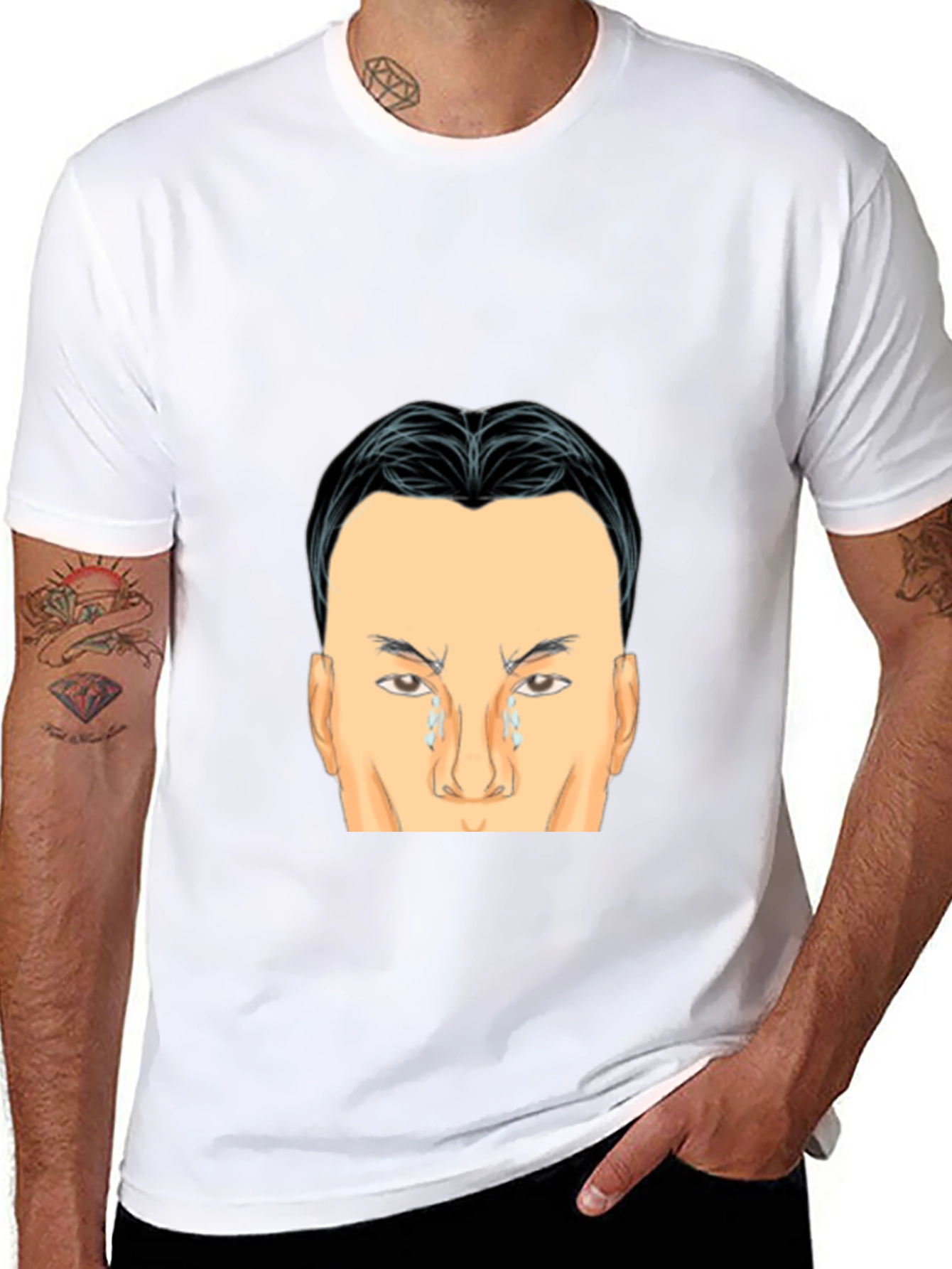 Crying Face Graphic Black T-Shirt
