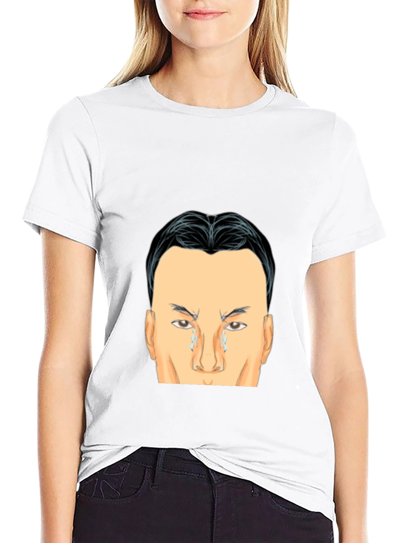 Crying Face Graphic Black T-Shirt