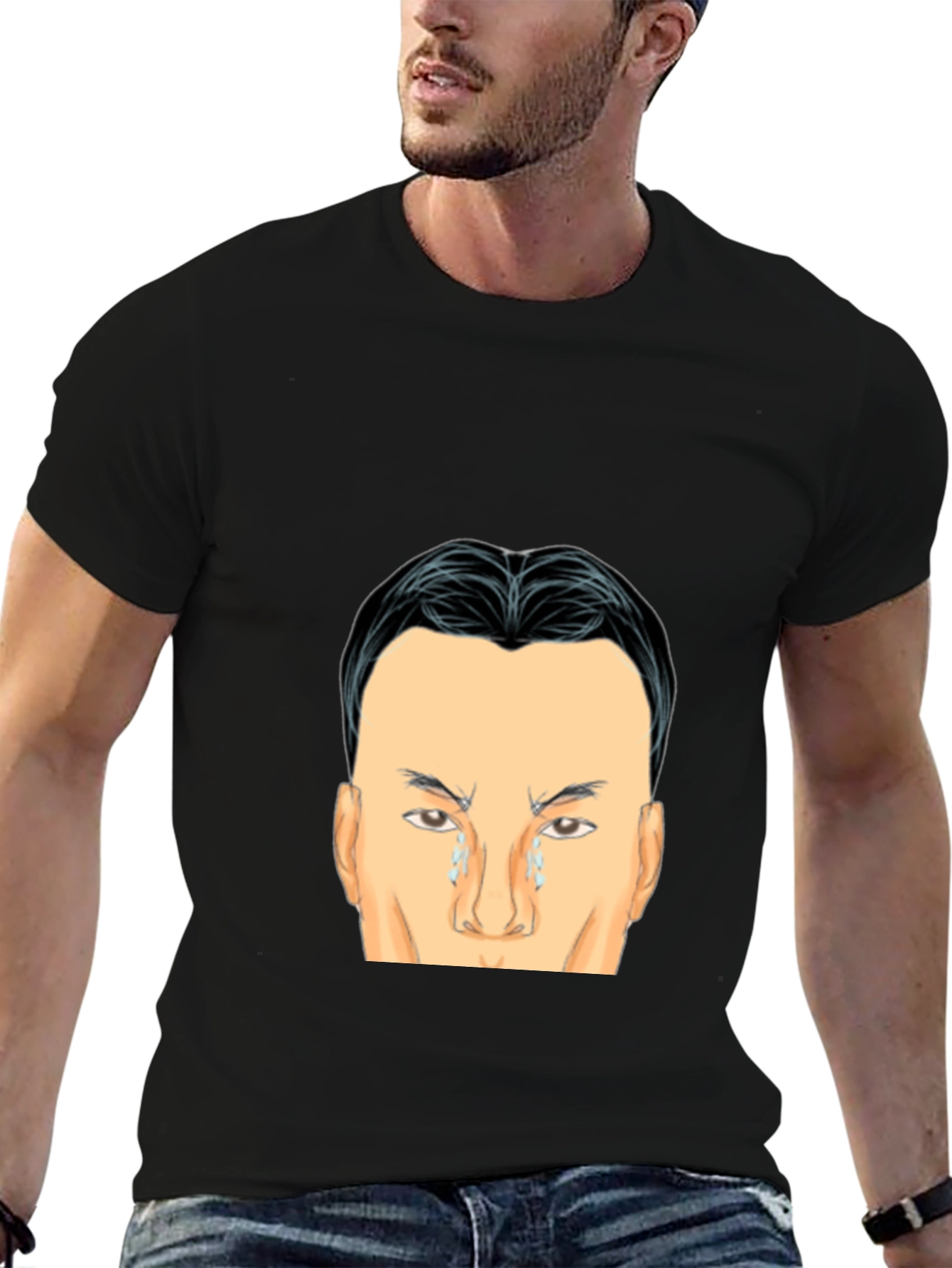 Crying Face Graphic Black T-Shirt