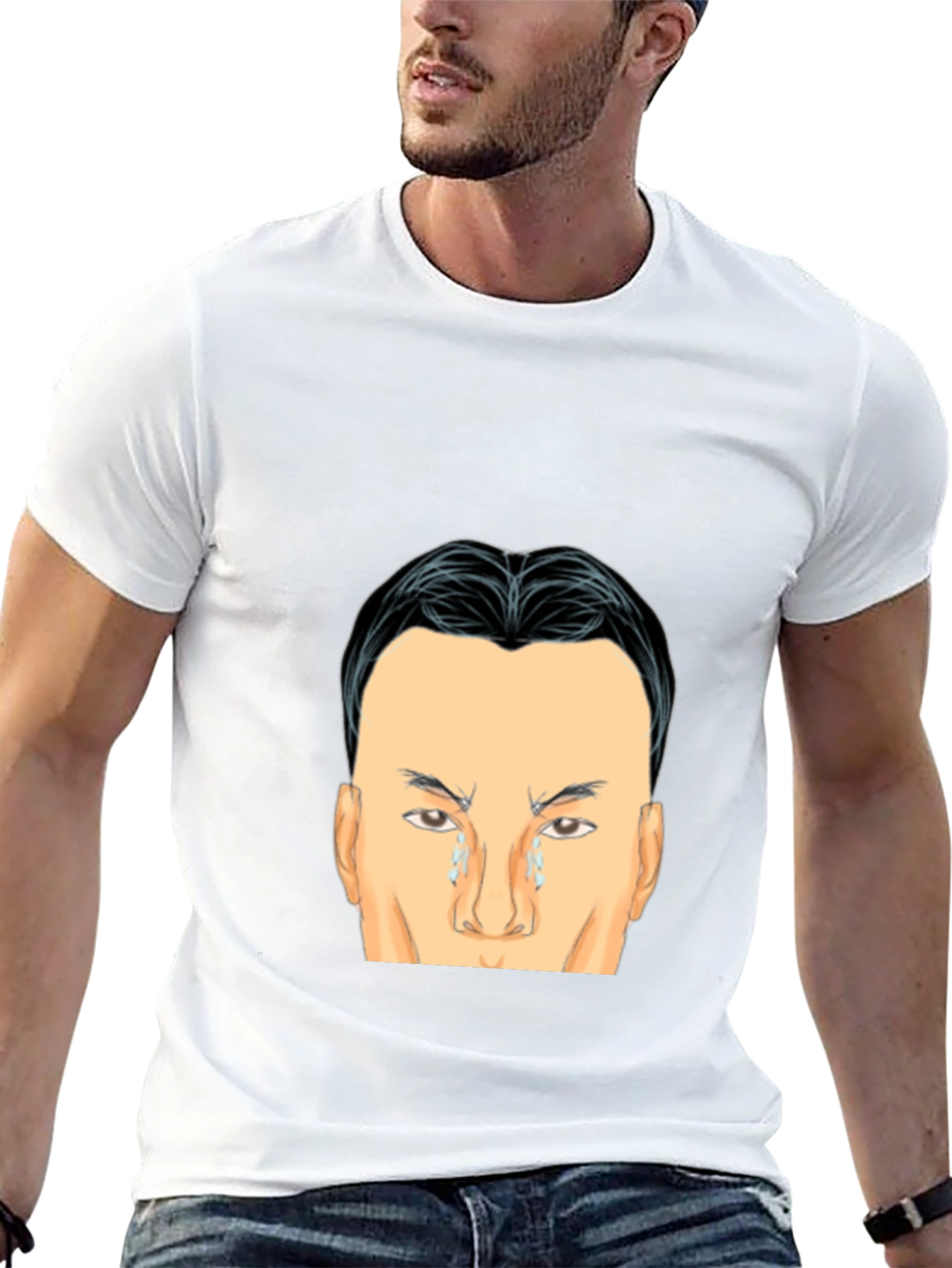 Crying Face Graphic Black T-Shirt