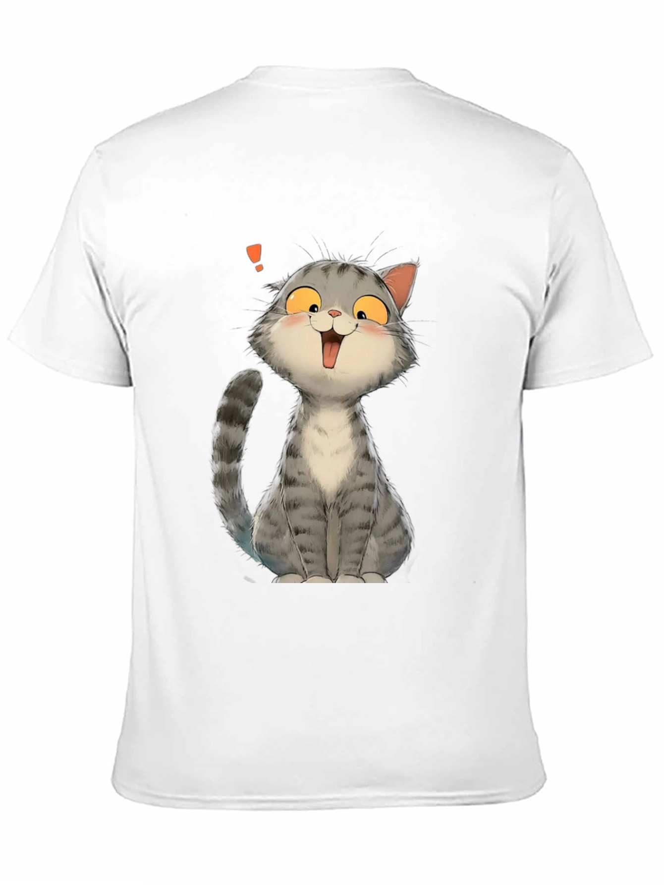 Cute Cat Cartoon Graphic Print Black T-Shirt