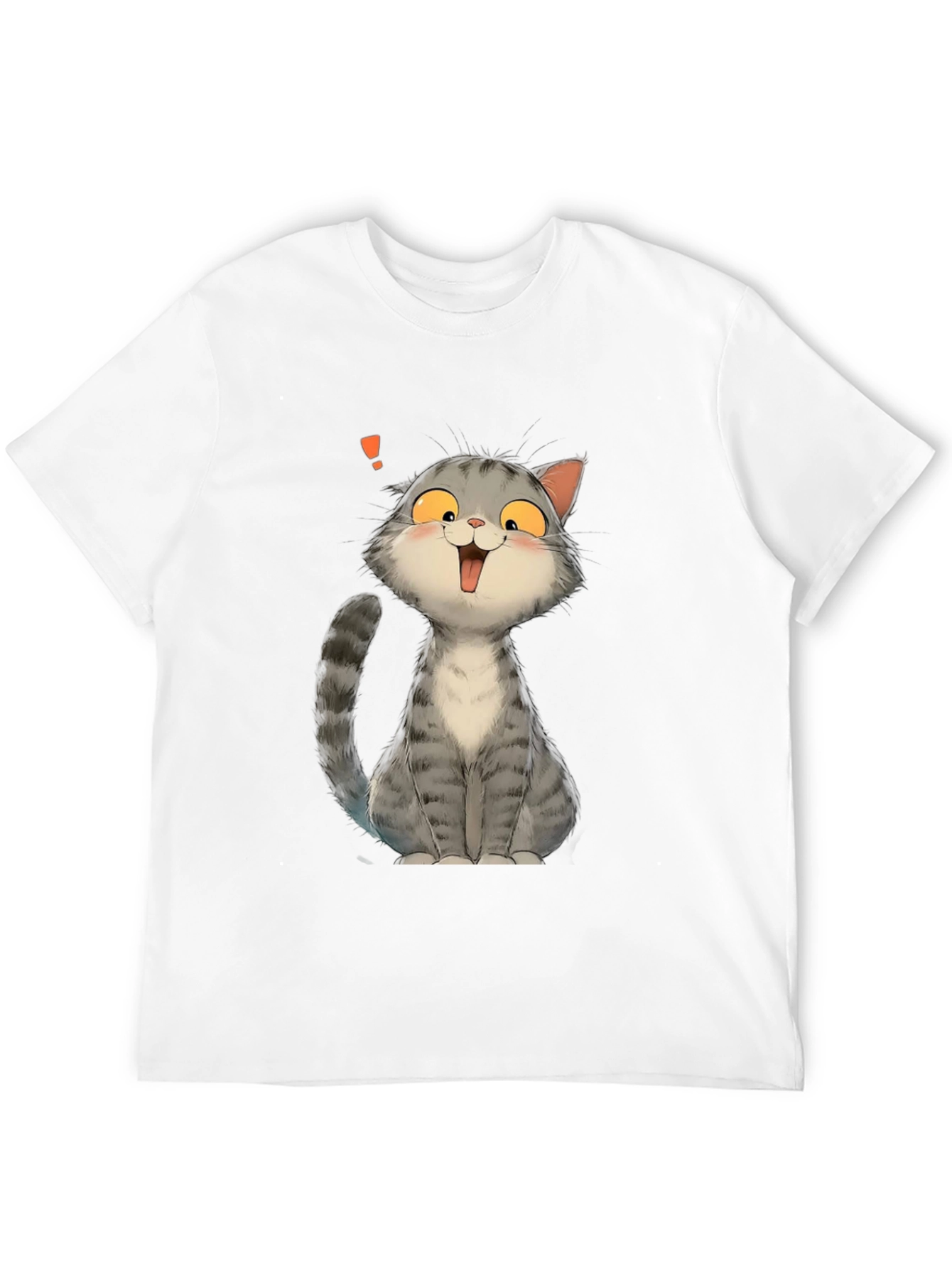 Cute Cat Cartoon Graphic Print Black T-Shirt