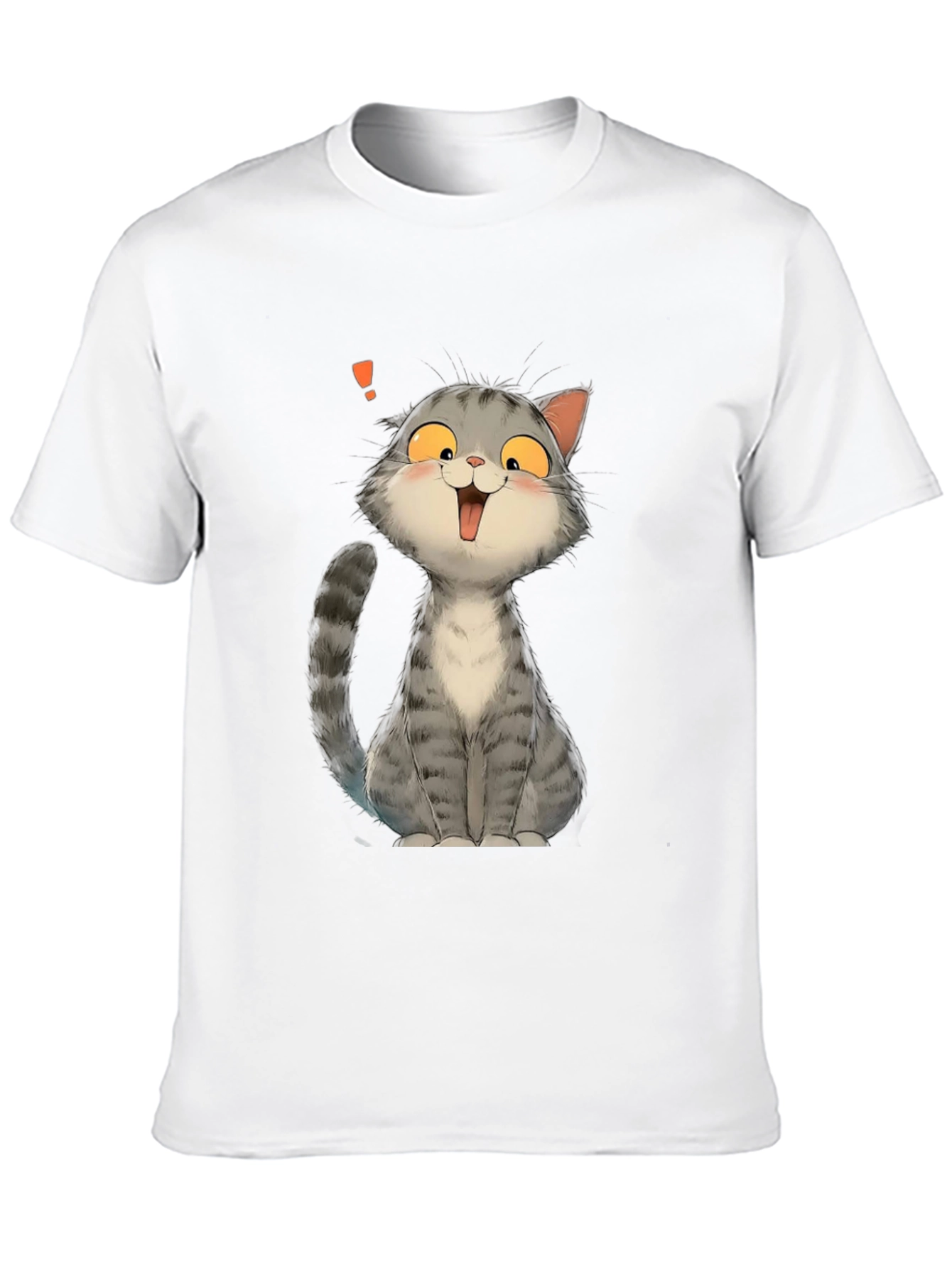 Cute Cat Cartoon Graphic Print Black T-Shirt