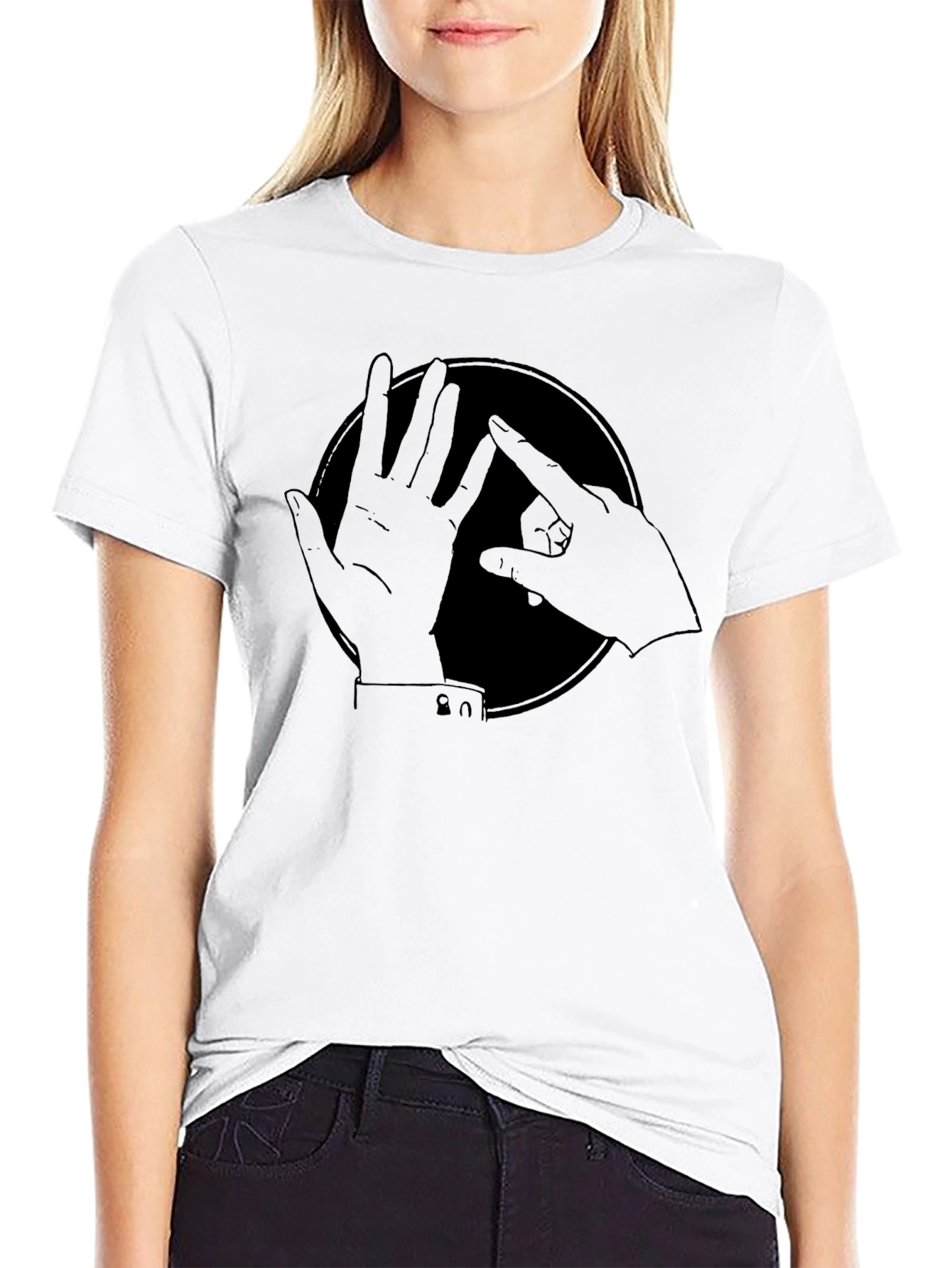 Unique Hand Gesture Graphic Black T-Shirt