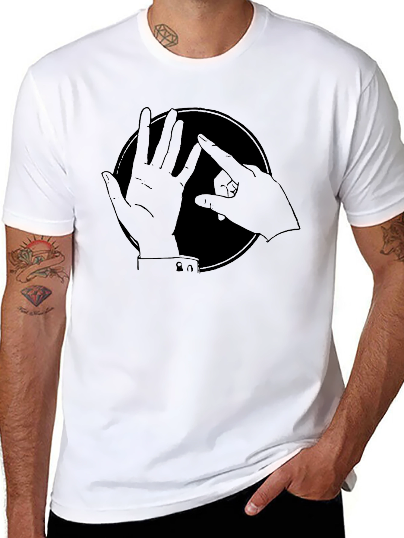 Unique Hand Gesture Graphic Black T-Shirt