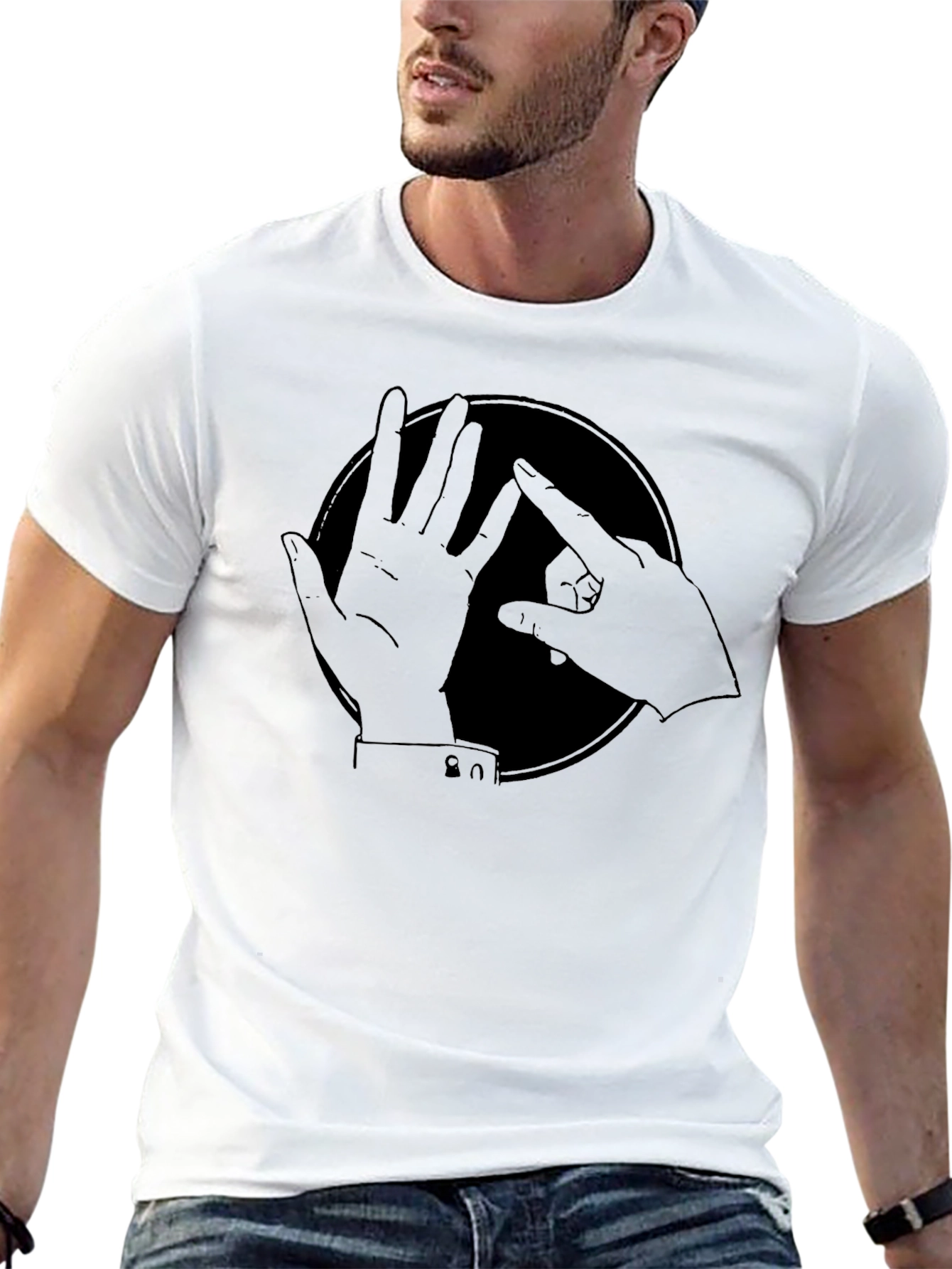 Unique Hand Gesture Graphic Black T-Shirt