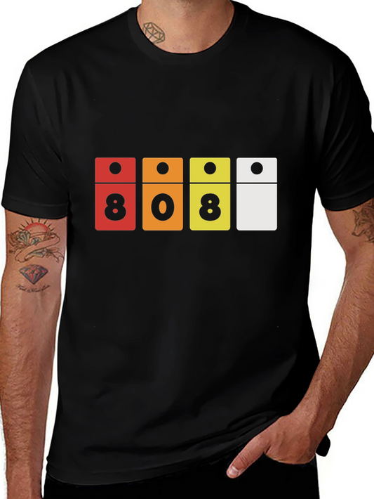 808 Domino Style Graphic Black T-Shirt