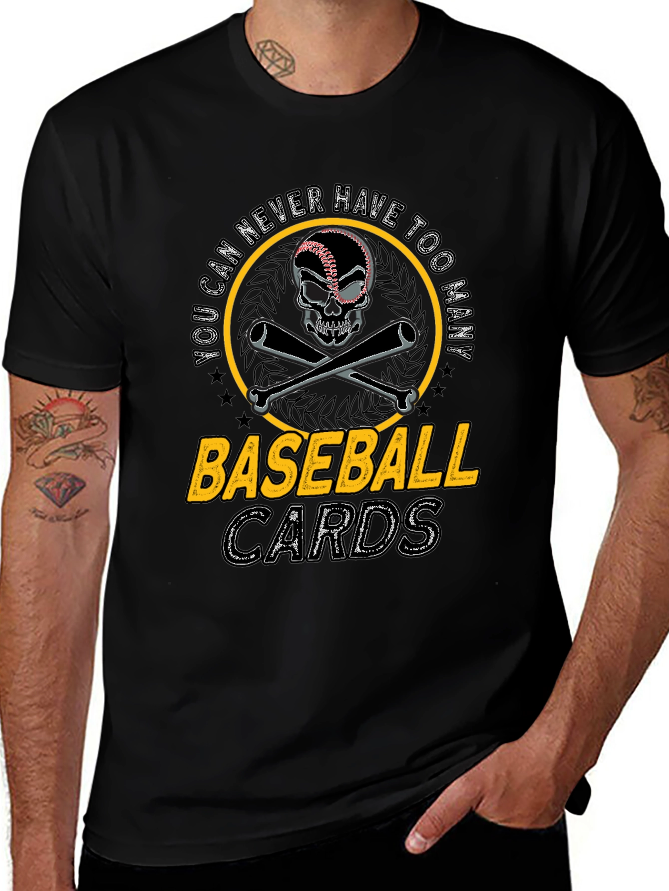 Baseball Skull Graphic Tee - Never Too Many Cards